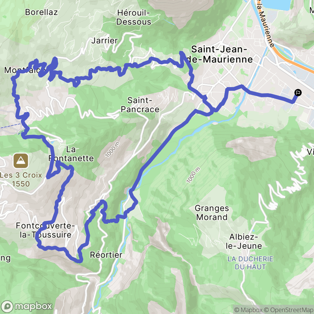 Saint-Jean-de-Maurienne : carte du parcours de randonnée - France