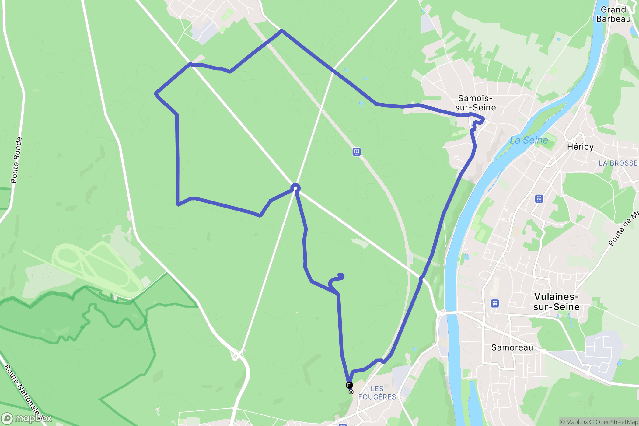 Fontainebleau : carte du parcours de randonnée - France