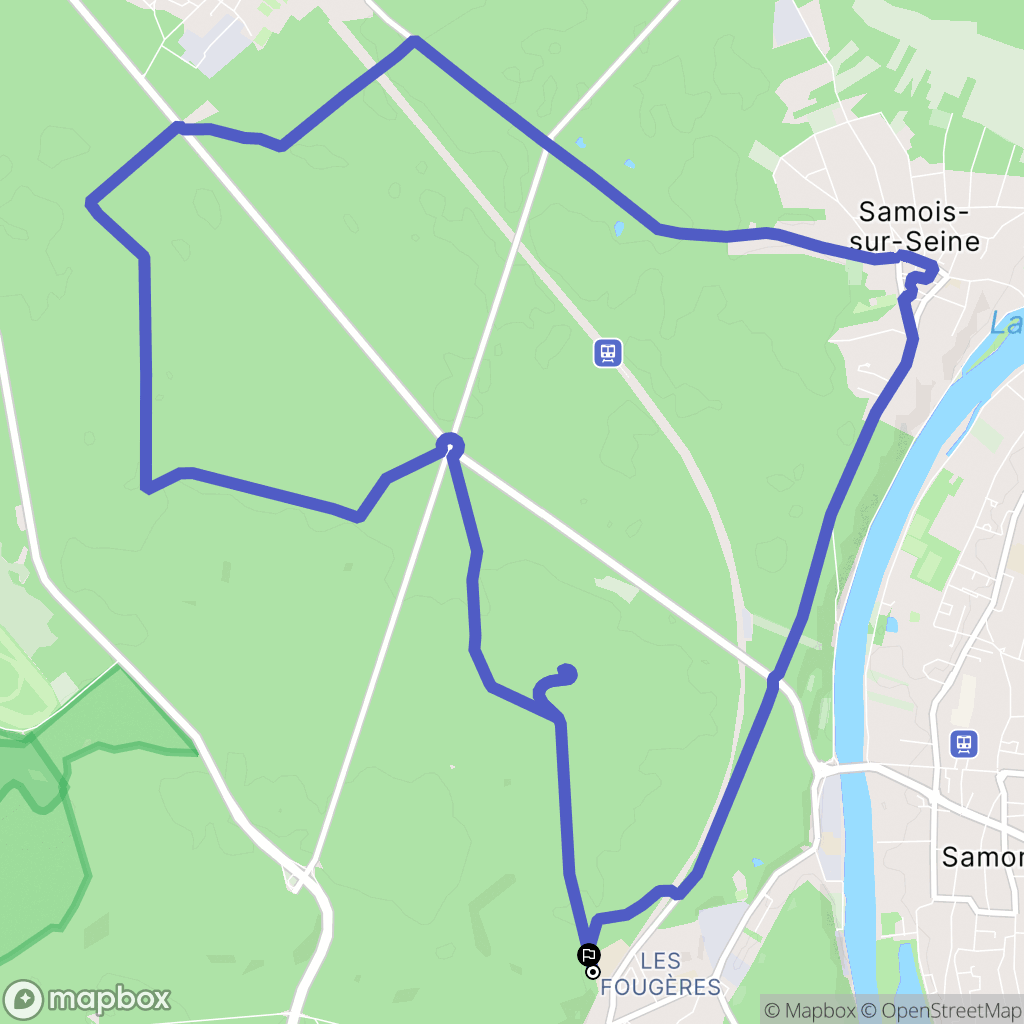Fontainebleau : carte du parcours de randonnée - France