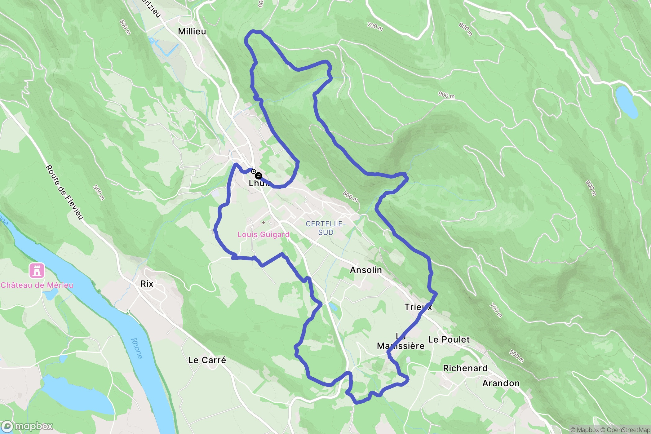 Lhuis : carte du parcours de randonnée - France