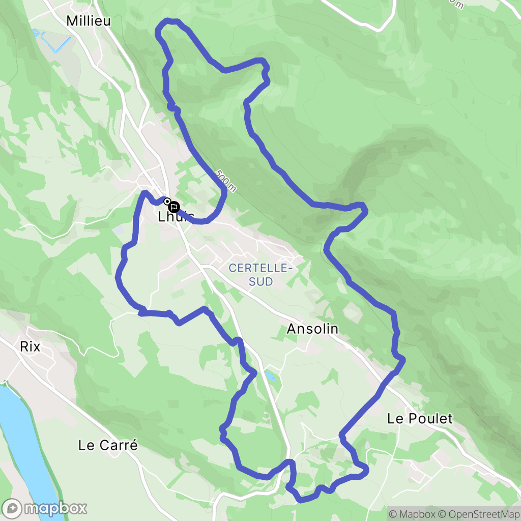 Lhuis : carte du parcours de randonnée - France