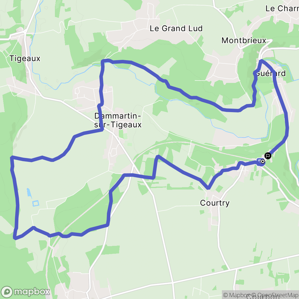 Guérard : carte du parcours de randonnée - France
