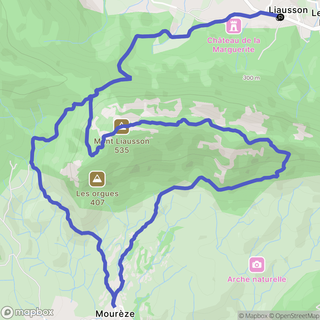 Liausson : carte du parcours de randonnée - France