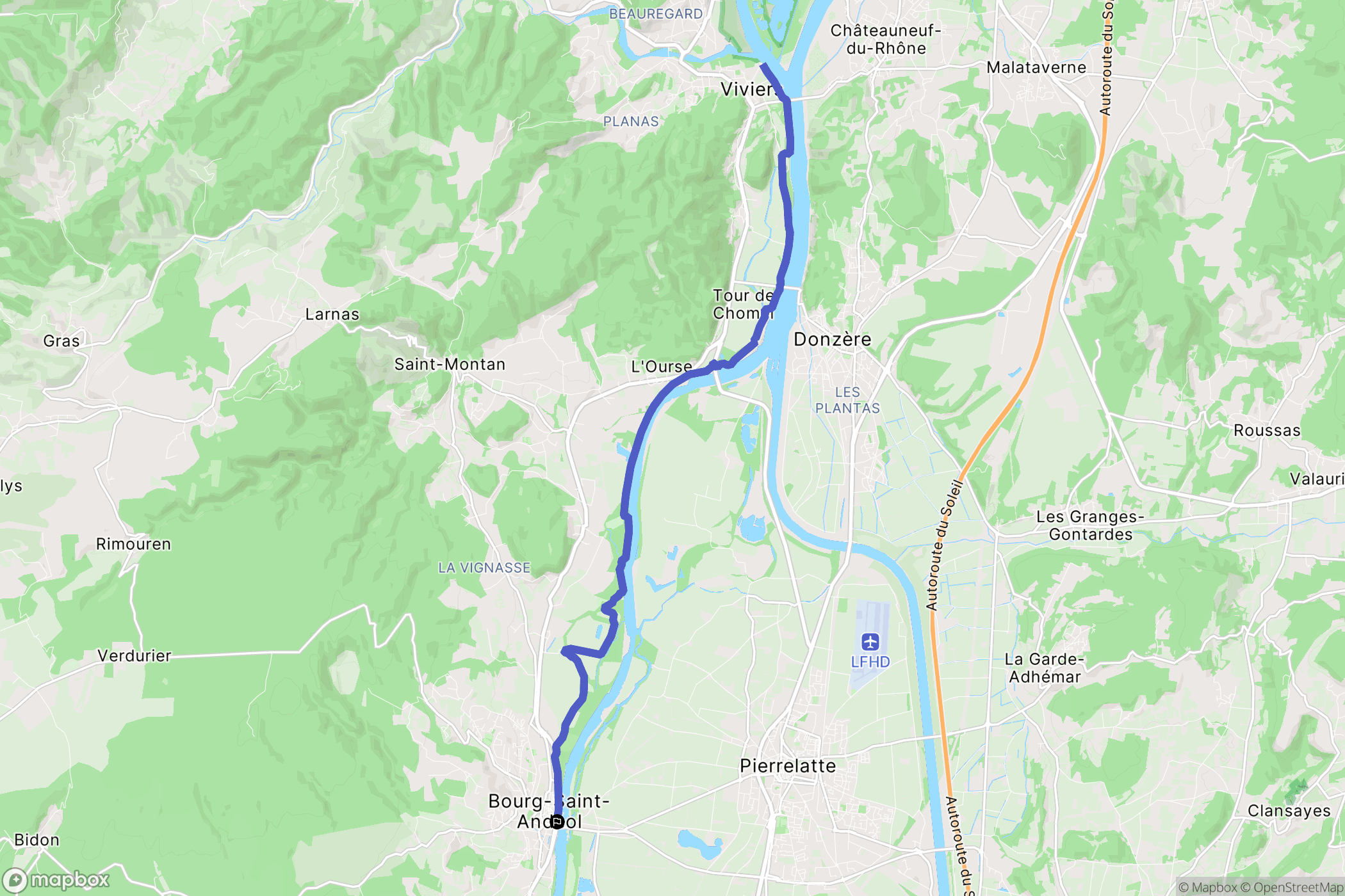 Bourg-Saint-Andéol : carte du parcours de randonnée - France