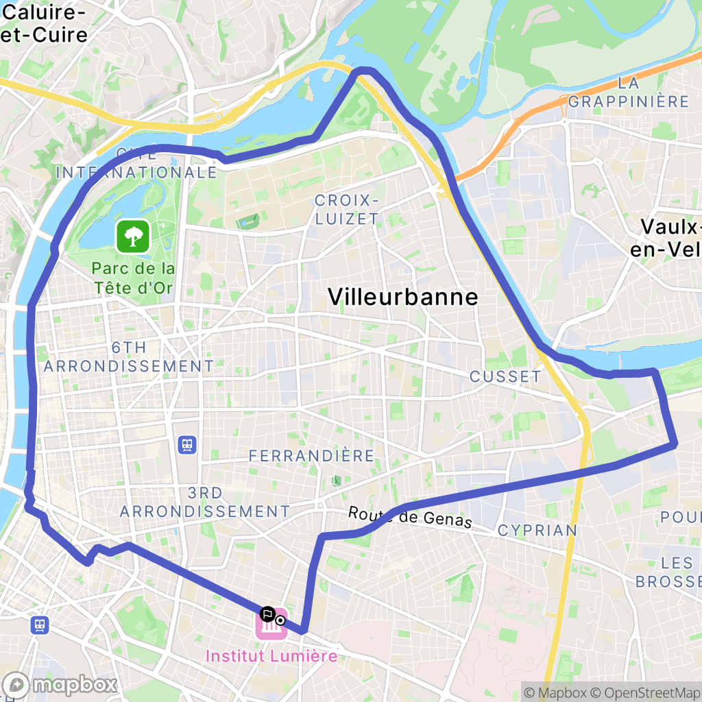 Lyon : carte du parcours de randonnée - France