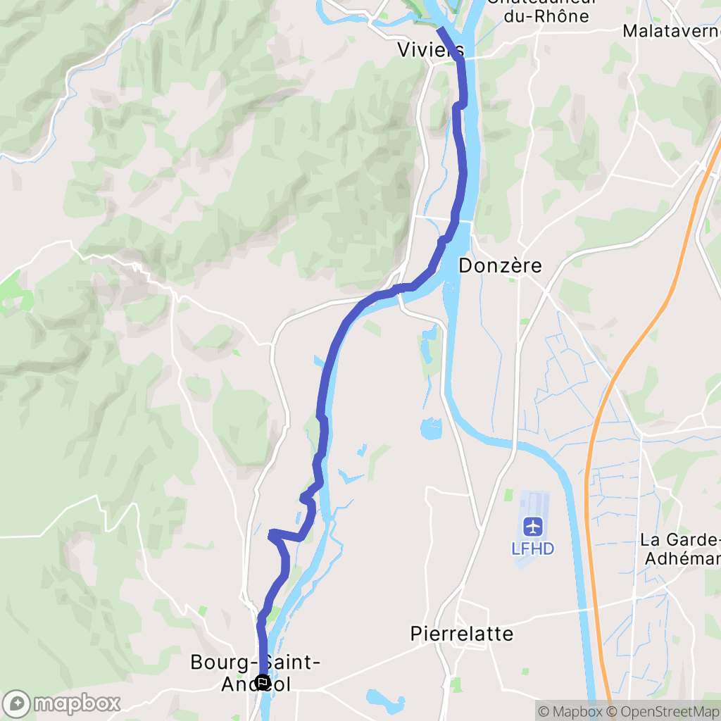 Bourg-Saint-Andéol : carte du parcours de randonnée - France