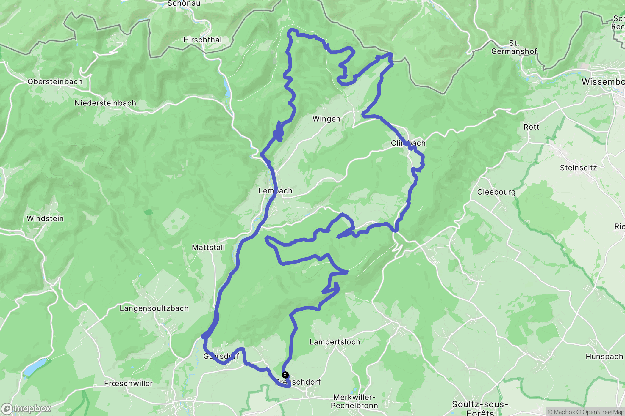 Preuschdorf : carte du parcours de randonnée - France