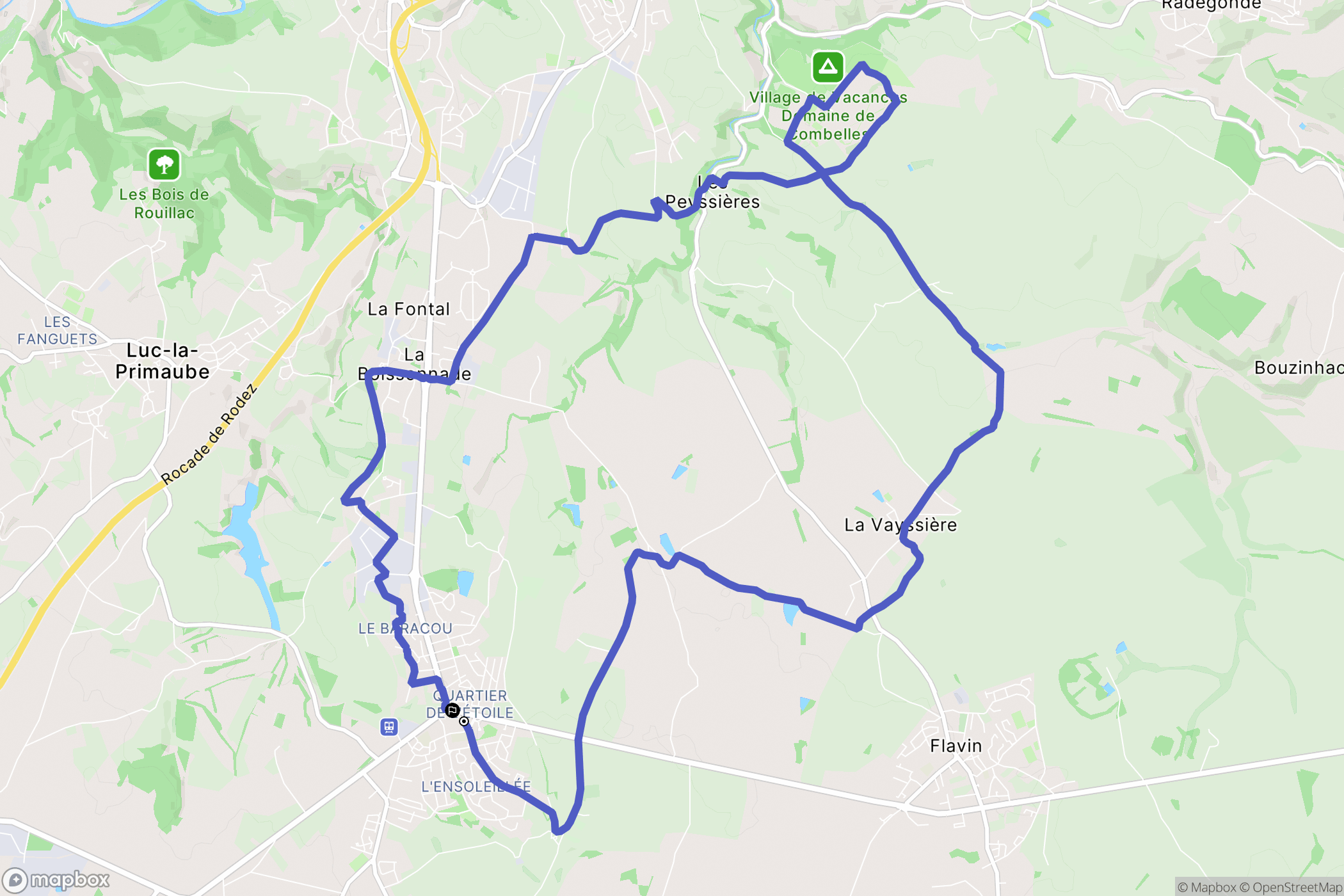 Luc-la-Primaube : carte du parcours de randonnée - France