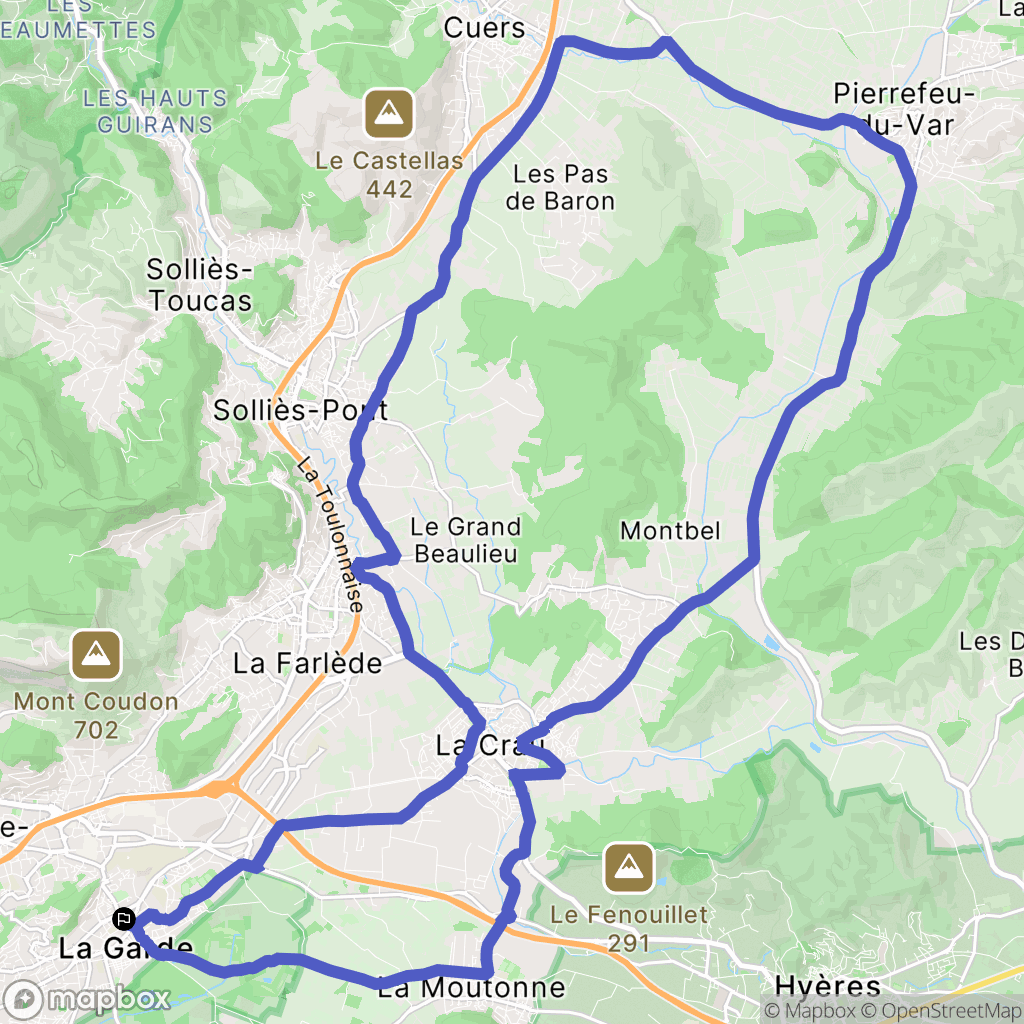La Garde : carte du parcours de randonnée - France