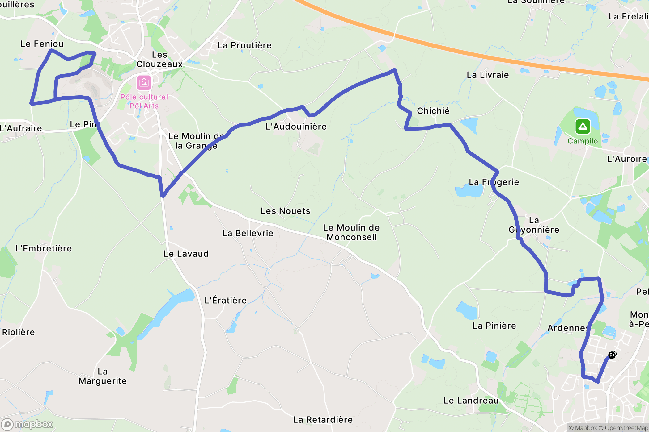 Aubigny-Les Clouzeaux : carte du parcours de randonnée - France