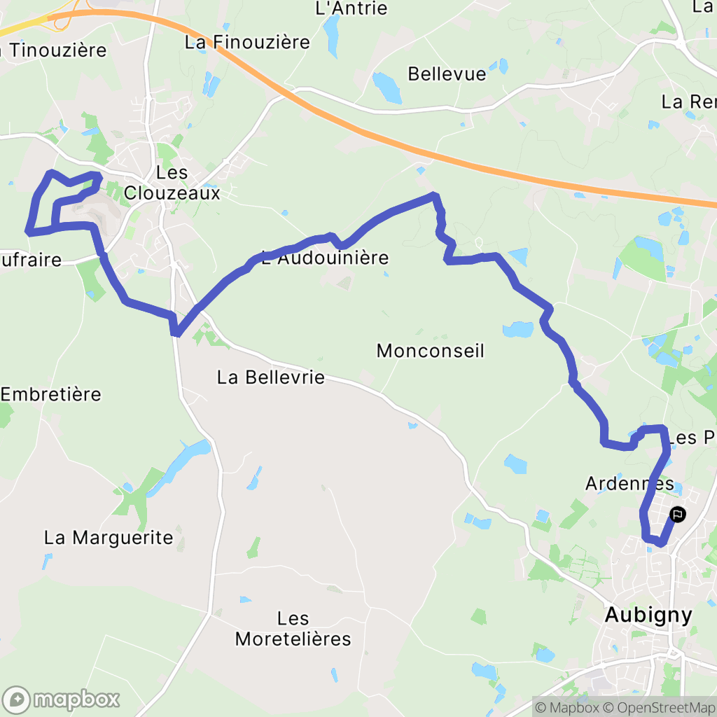 Aubigny-Les Clouzeaux : carte du parcours de randonnée - France