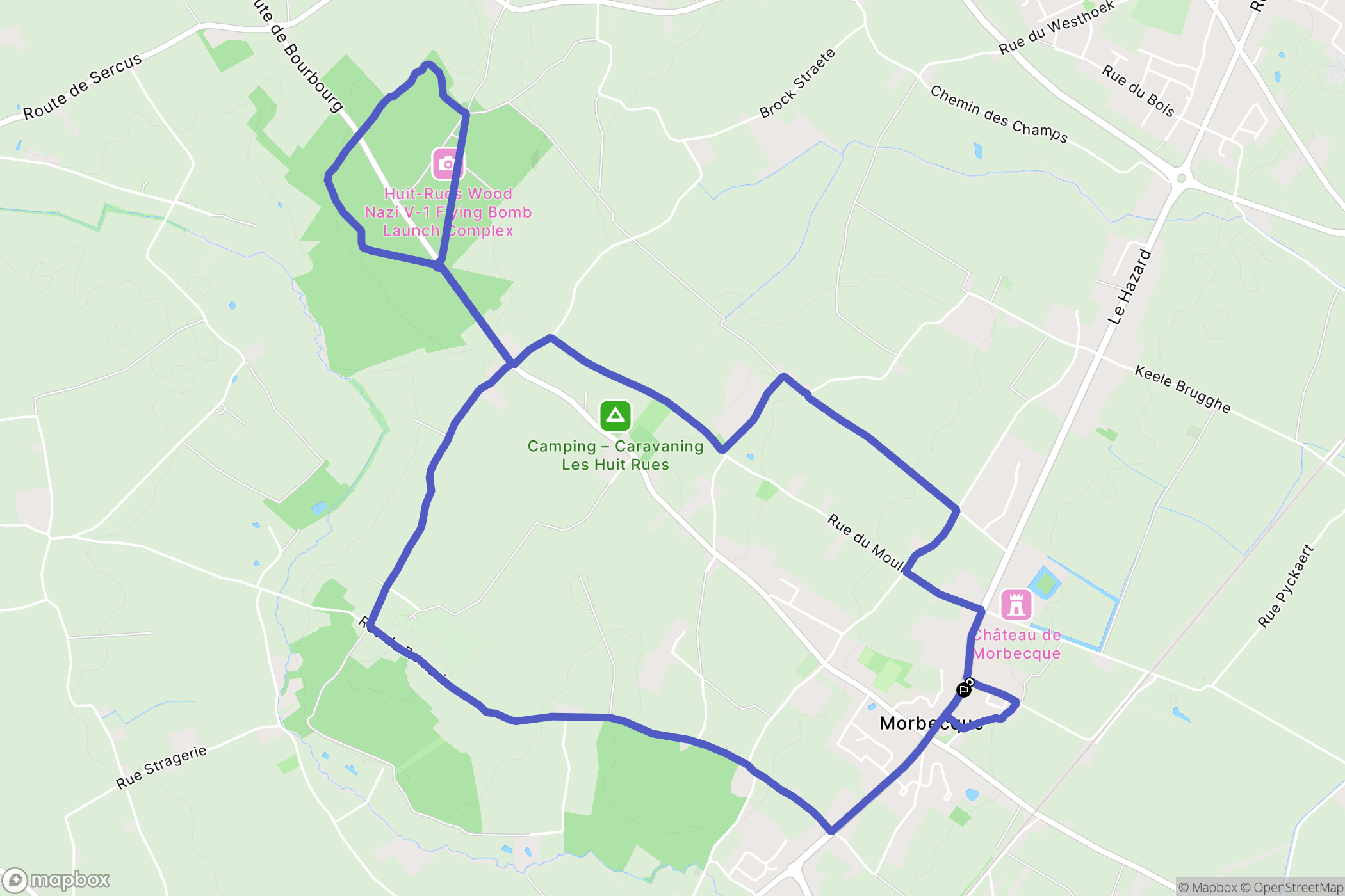 Morbecque : carte du parcours de randonnée - France