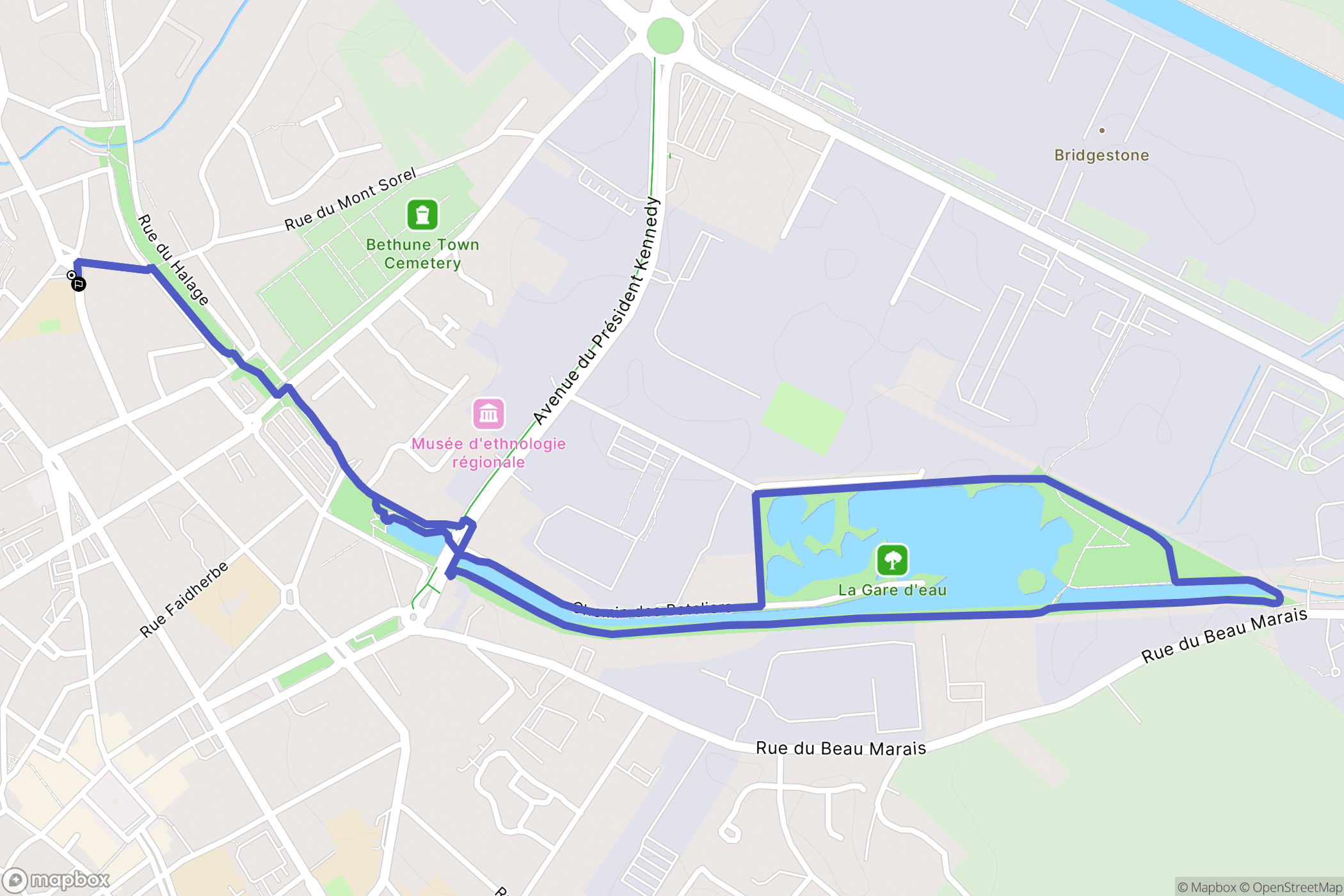 Béthune : carte du parcours de randonnée - France
