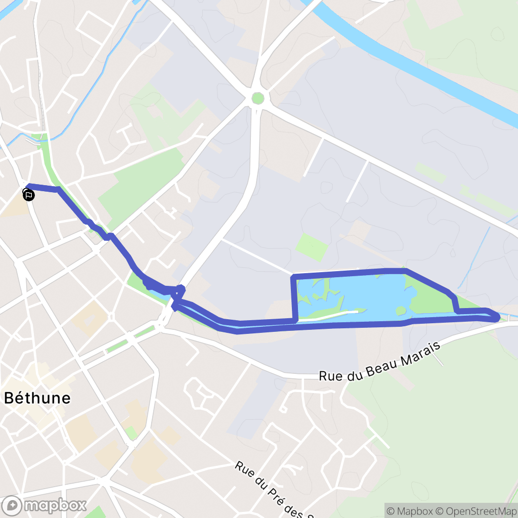 Béthune : carte du parcours de randonnée - France