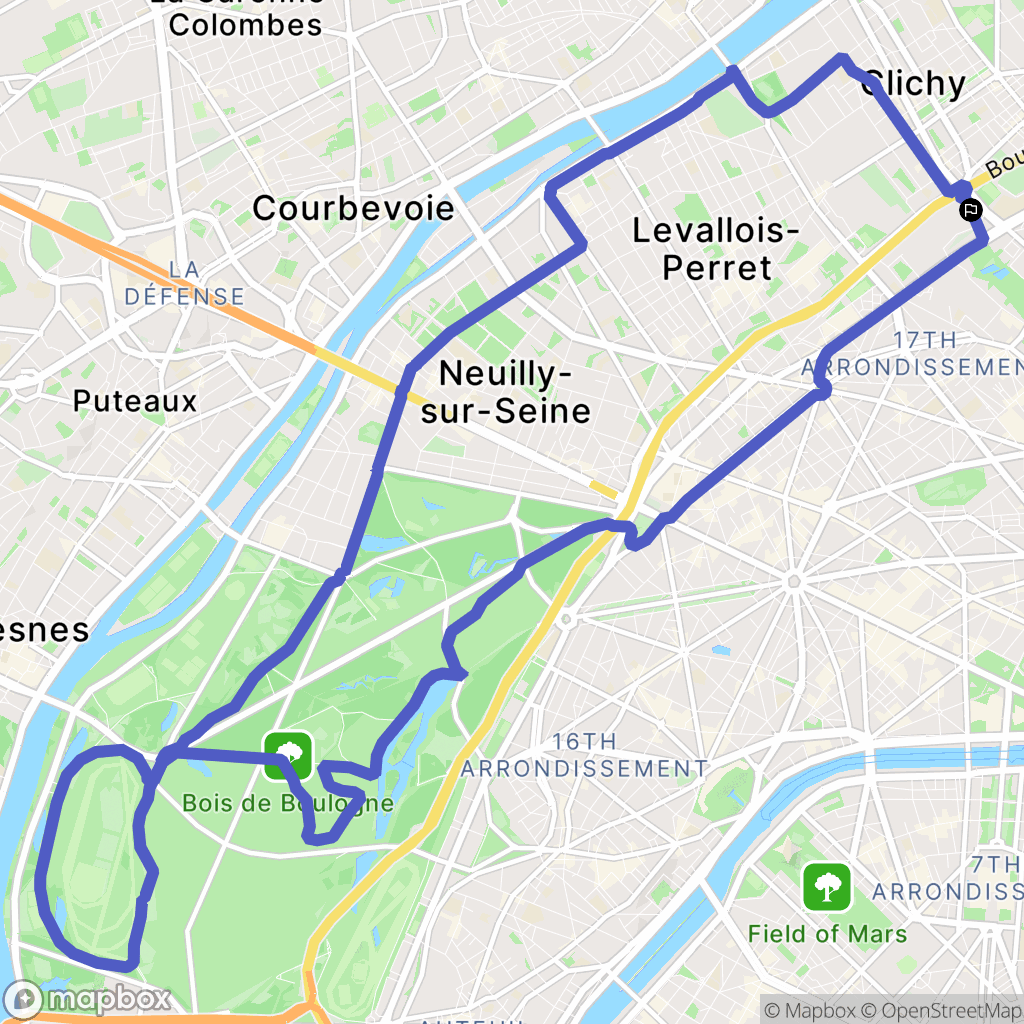 Paris : carte du parcours de randonnée - France