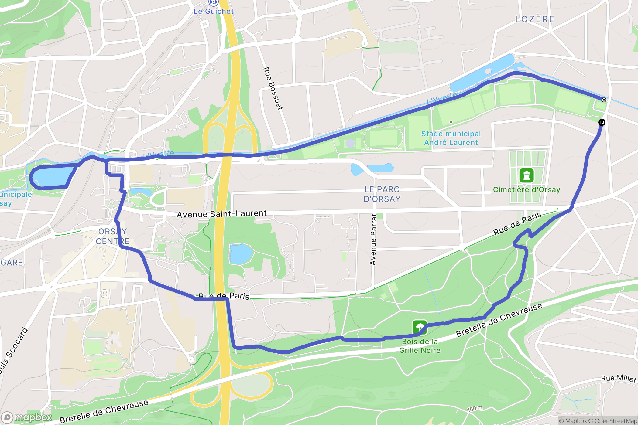 Palaiseau : carte du parcours de randonnée - France