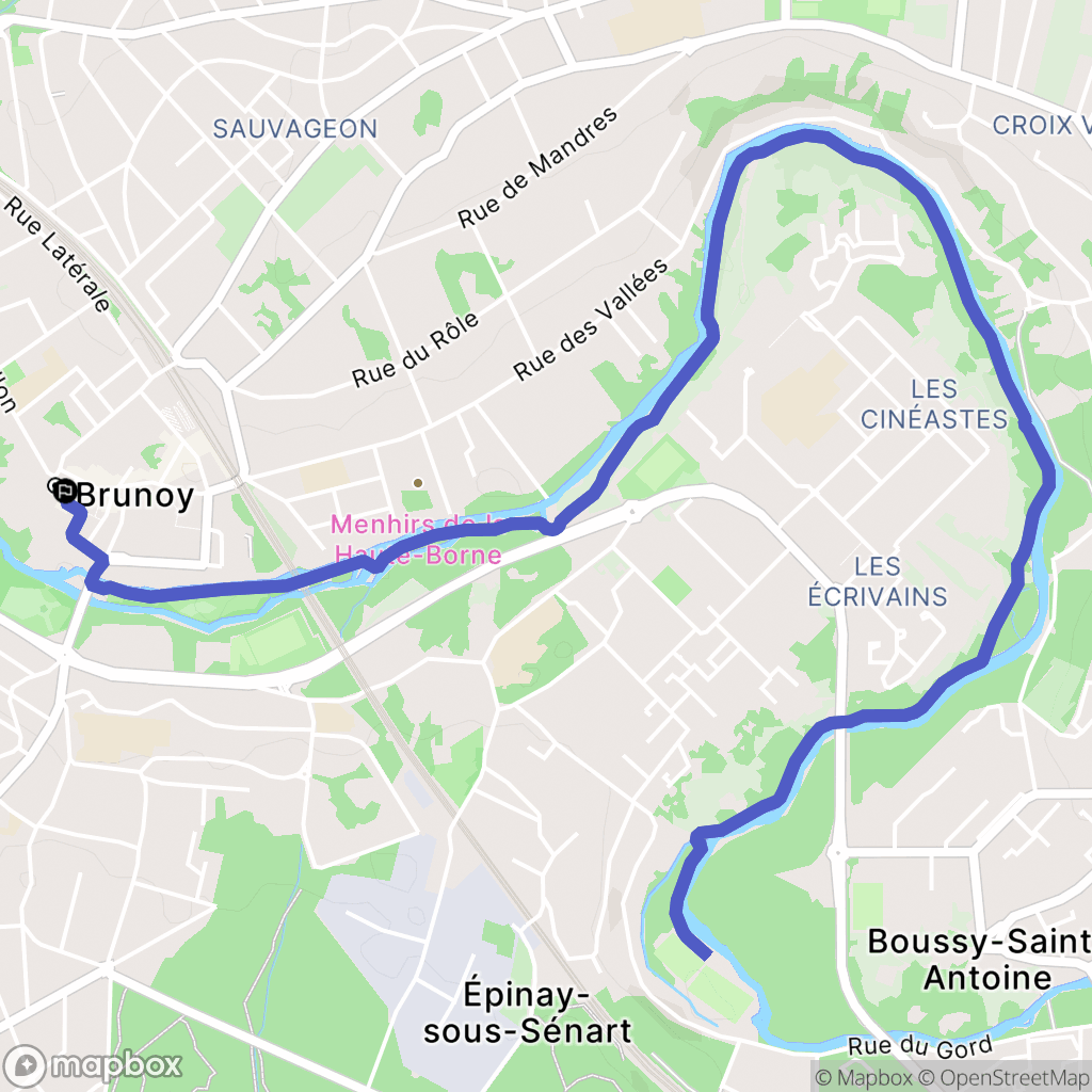 Brunoy : carte du parcours de randonnée - France