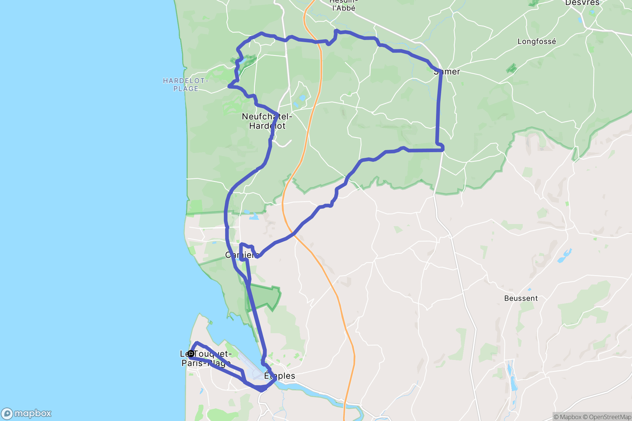 Le Touquet-Paris-Plage : carte du parcours de randonnée - France
