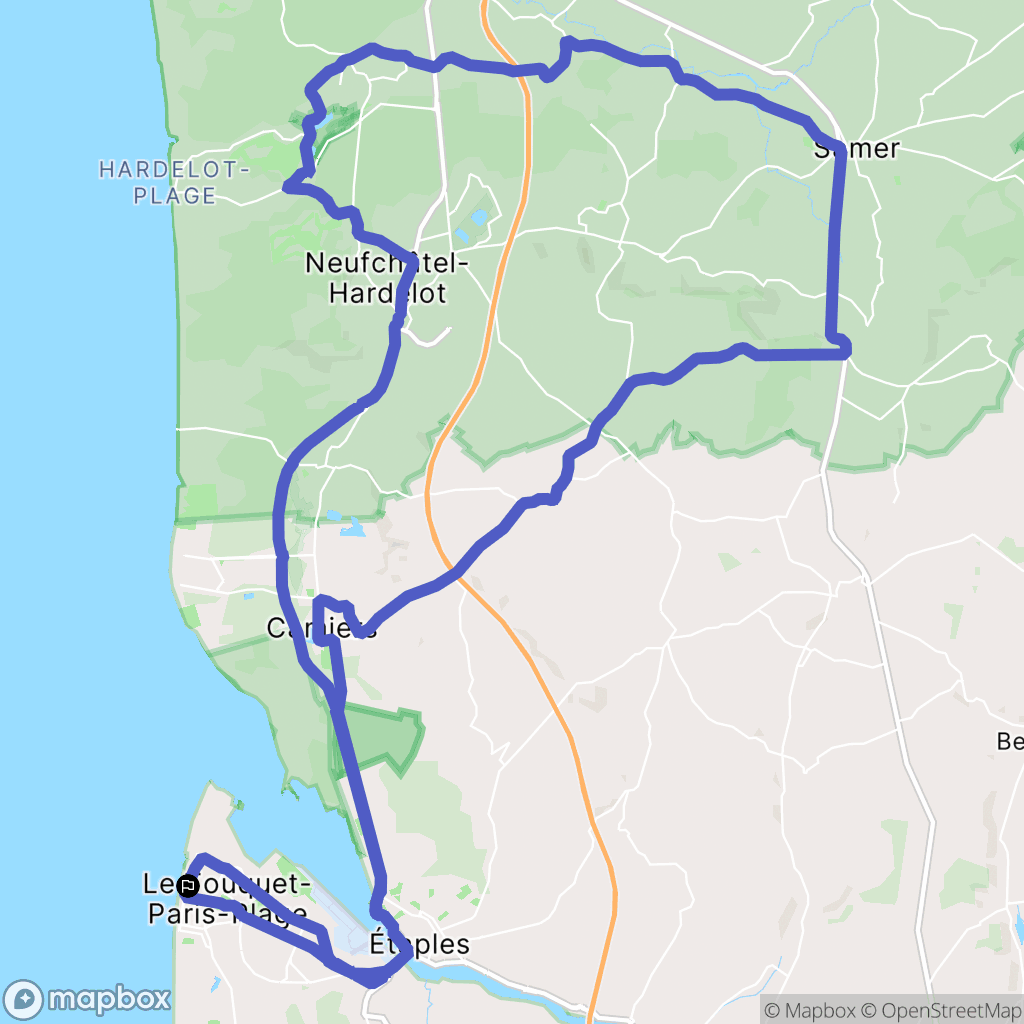 Le Touquet-Paris-Plage : carte du parcours de randonnée - France