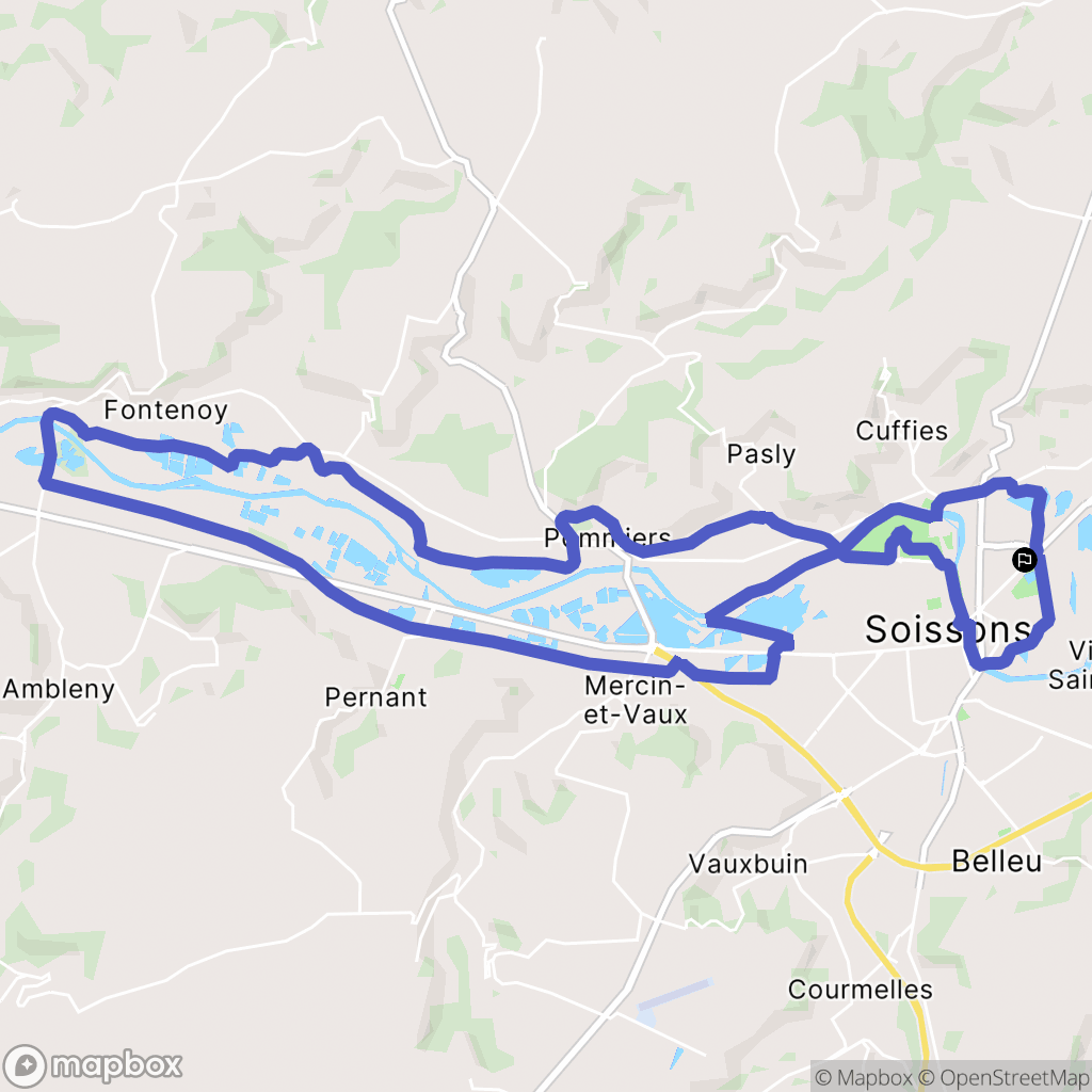 Soissons : carte du parcours de randonnée - France