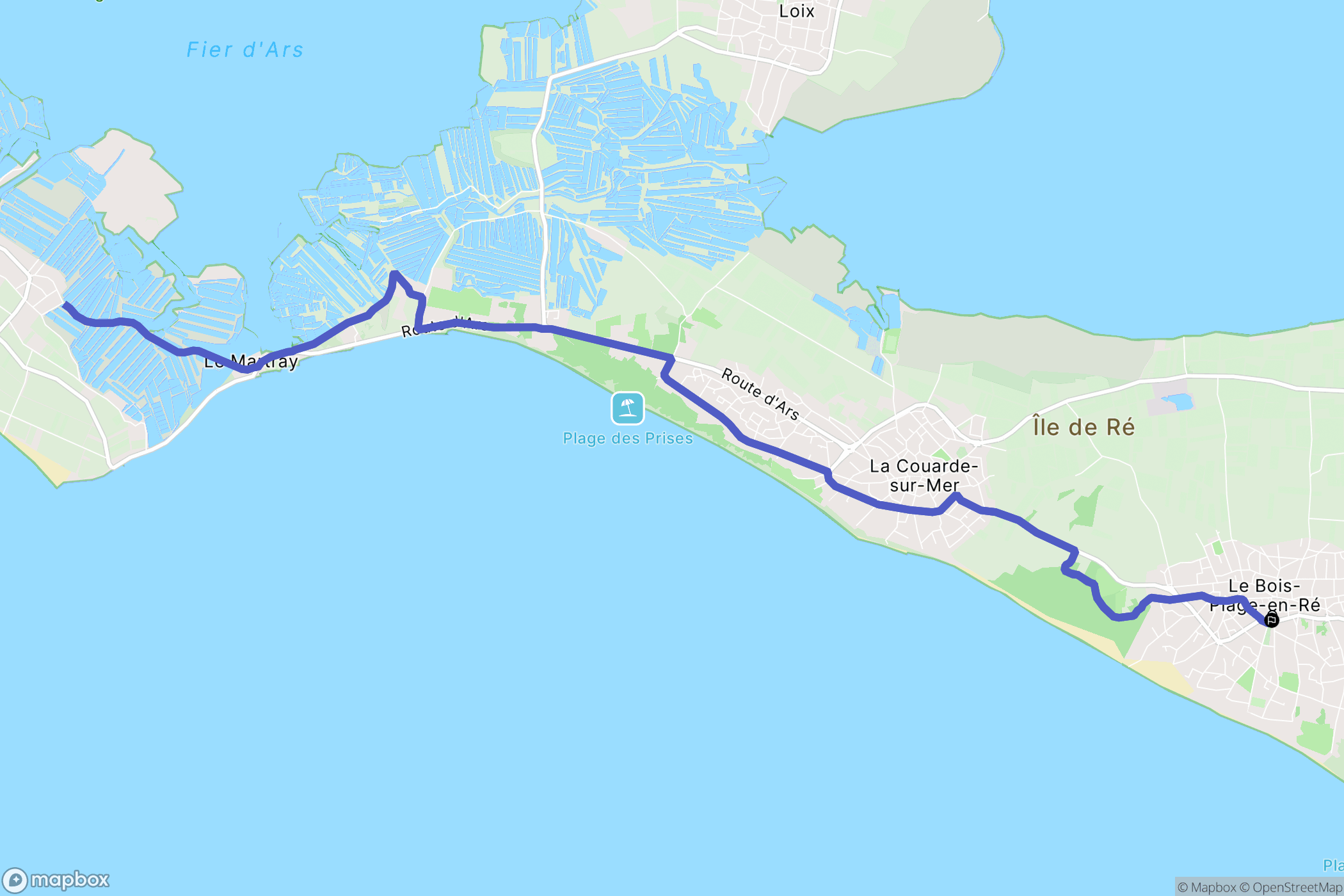 Le Bois-Plage-en-Ré : carte du parcours de randonnée - France