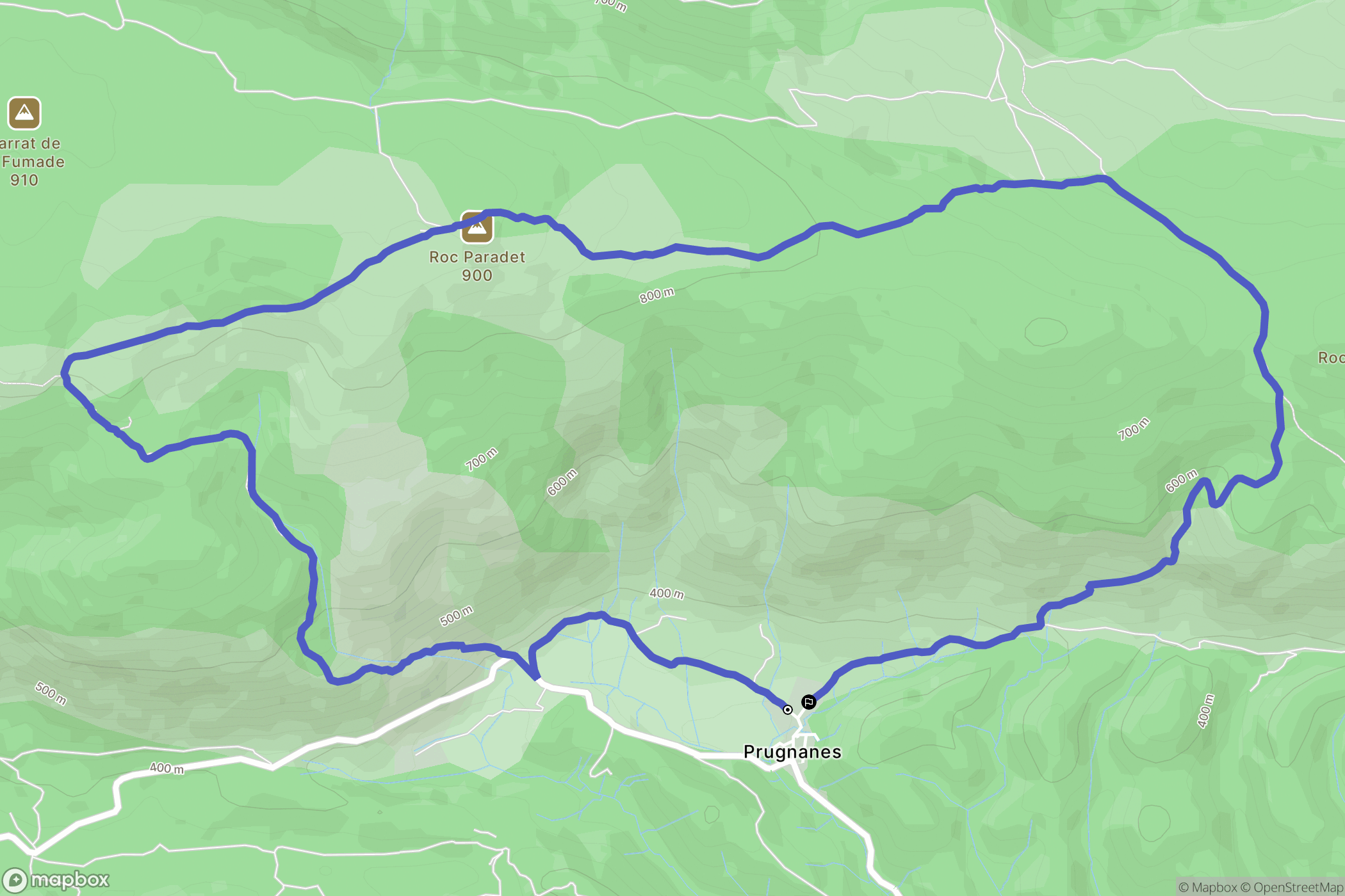Prugnanes : carte du parcours de randonnée - France