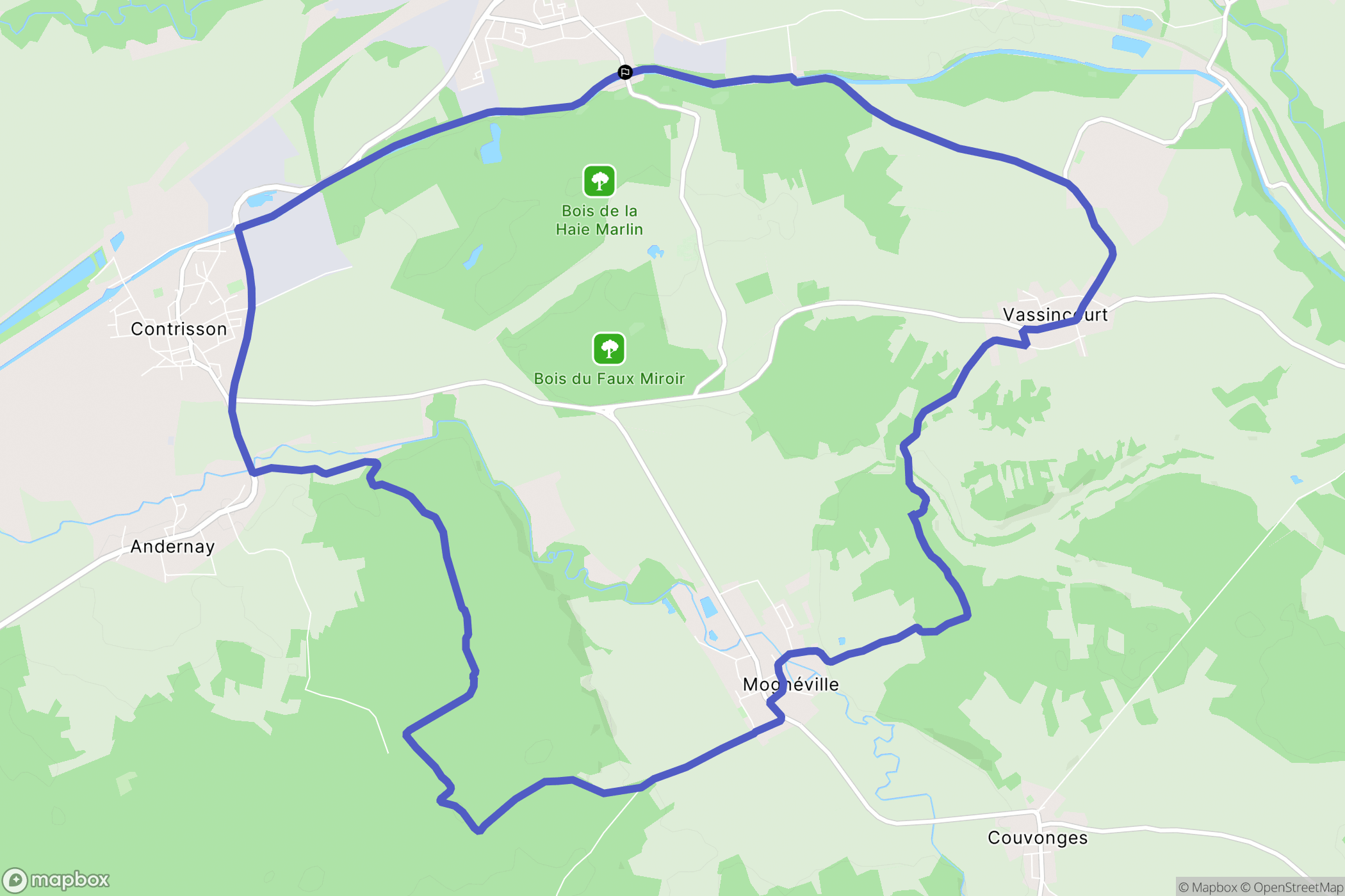 Revigny-sur-Ornain : carte du parcours de randonnée - France
