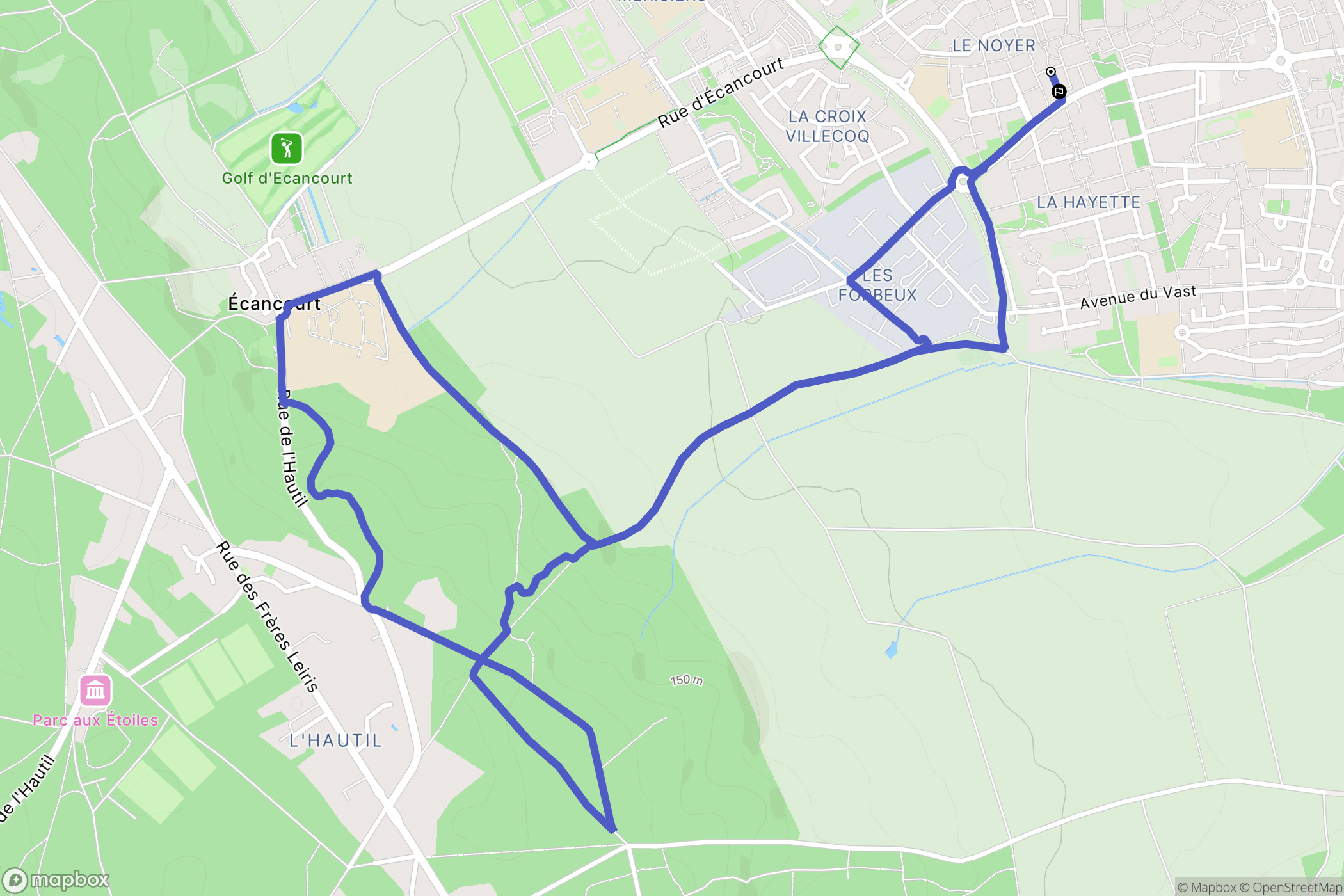 Jouy-le-Moutier : carte du parcours de randonnée - France