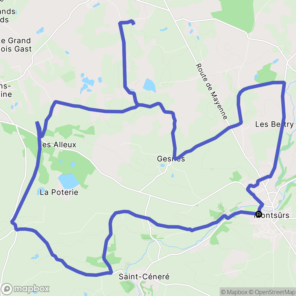 Montsûrs : carte du parcours de randonnée - France