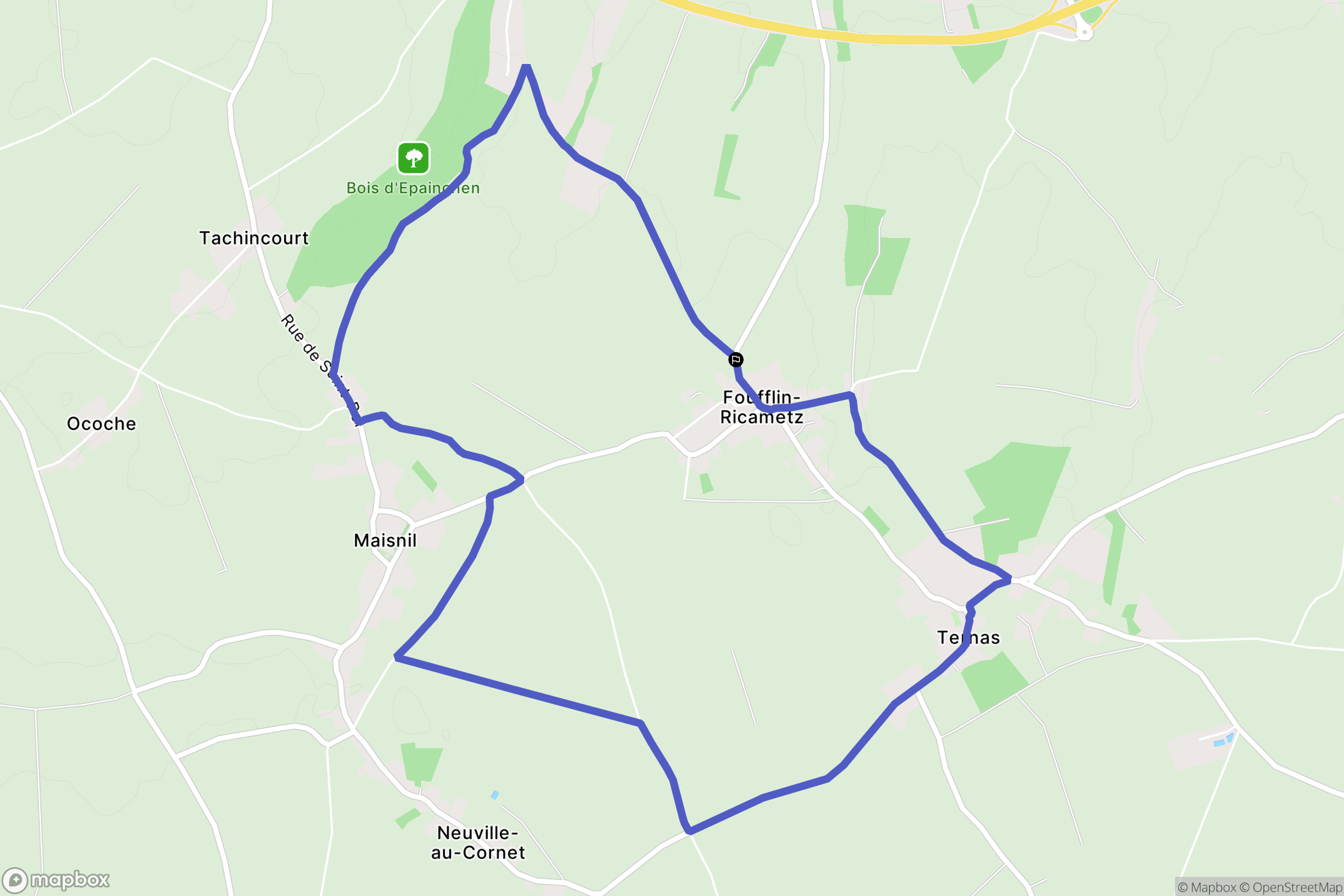 Foufflin-Ricametz : carte du parcours de randonnée - France