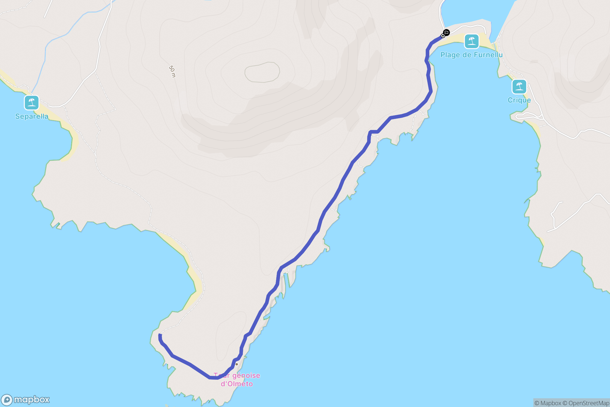 Monacia-d'Aullène : carte du parcours de randonnée - France