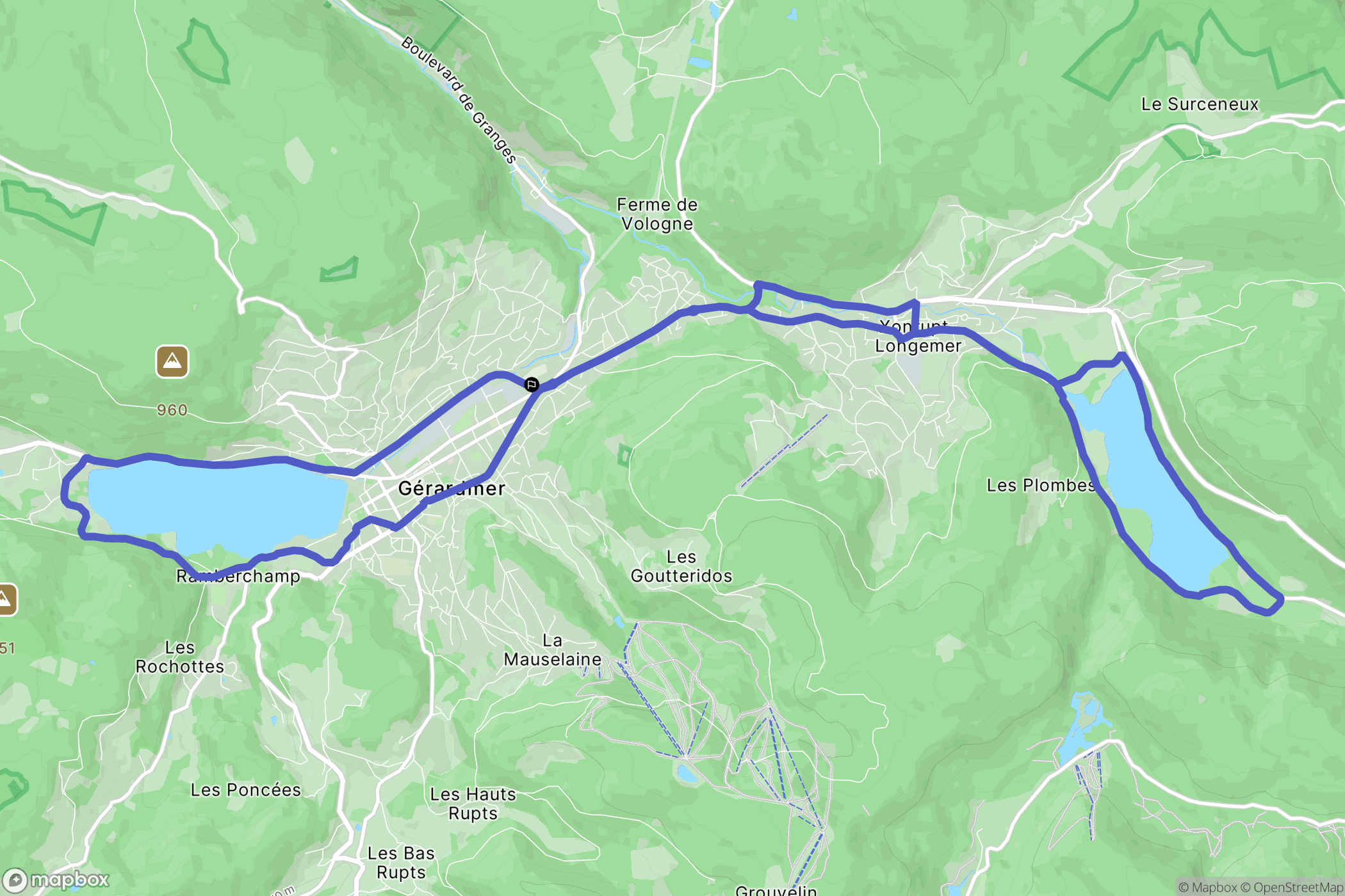 Gérardmer : carte du parcours de randonnée - France