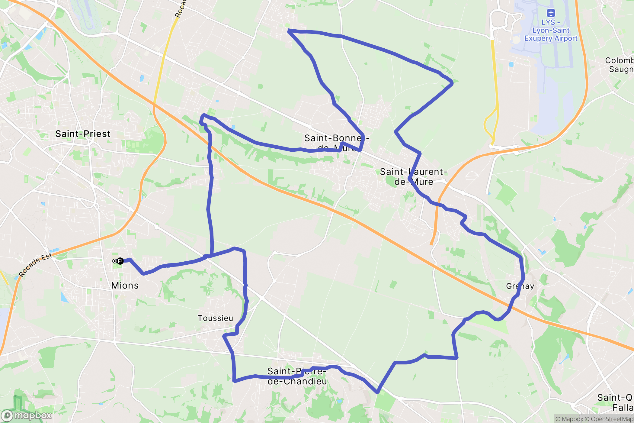 Mions : carte du parcours de randonnée - France