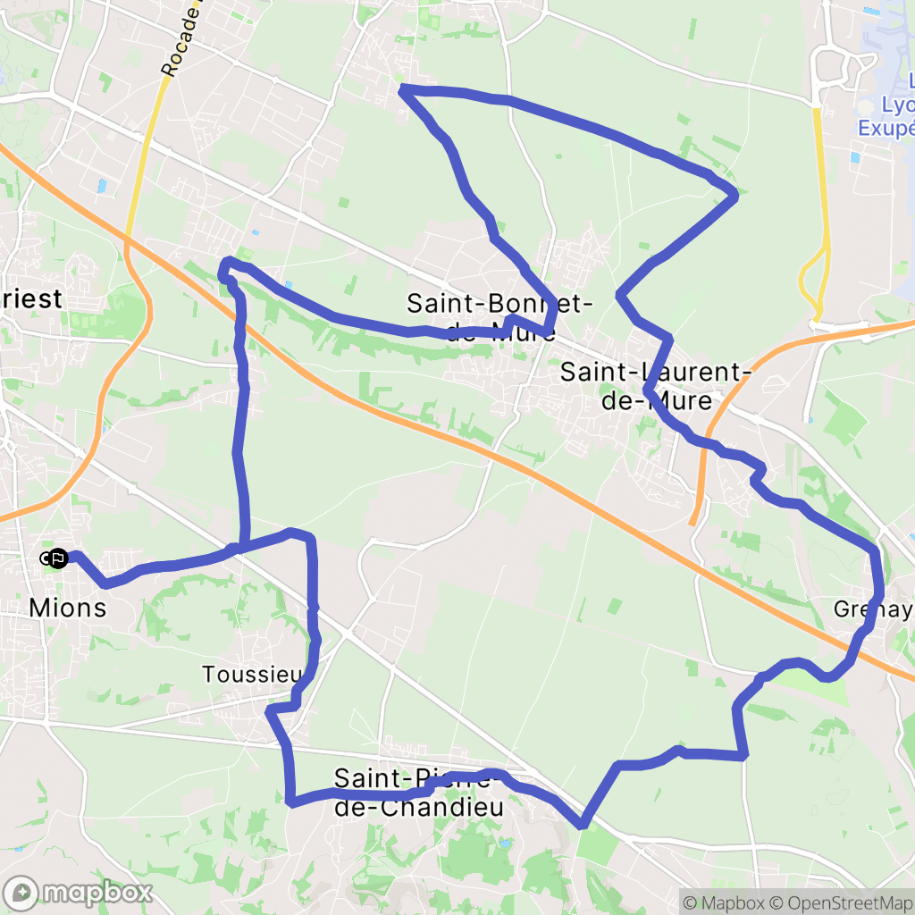 Mions : carte du parcours de randonnée - France