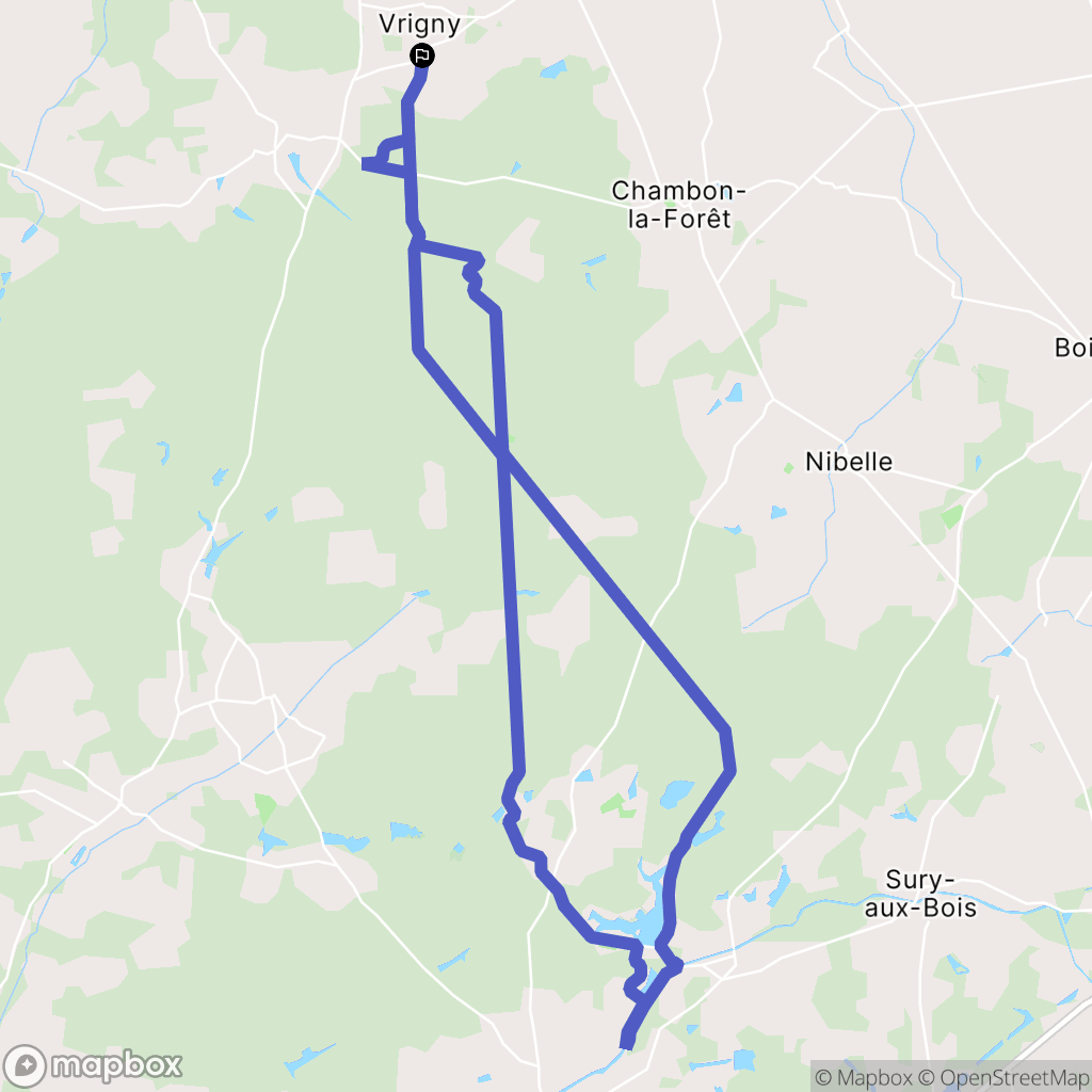 Vrigny : carte du parcours de randonnée - France