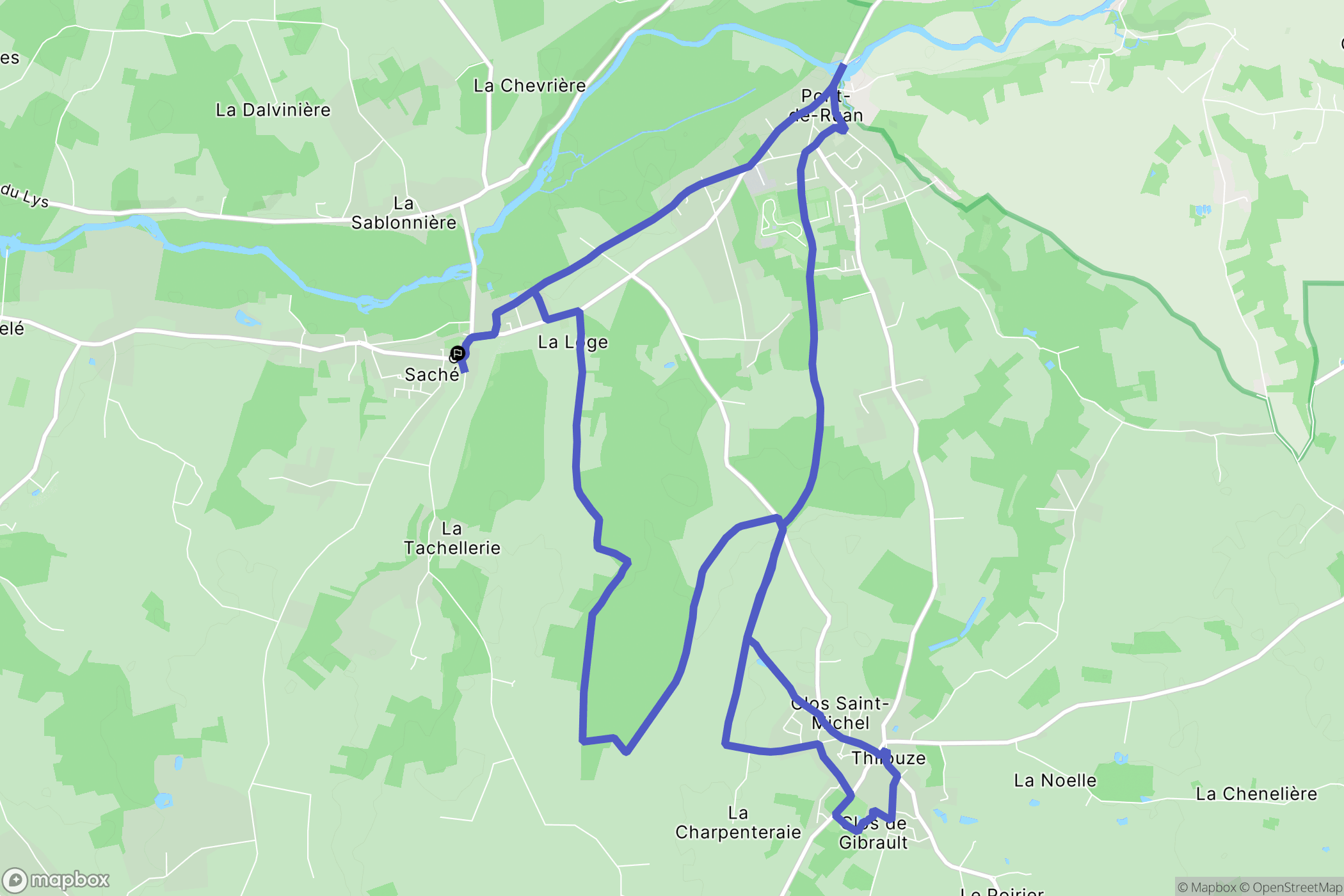 Saché : carte du parcours de randonnée - France