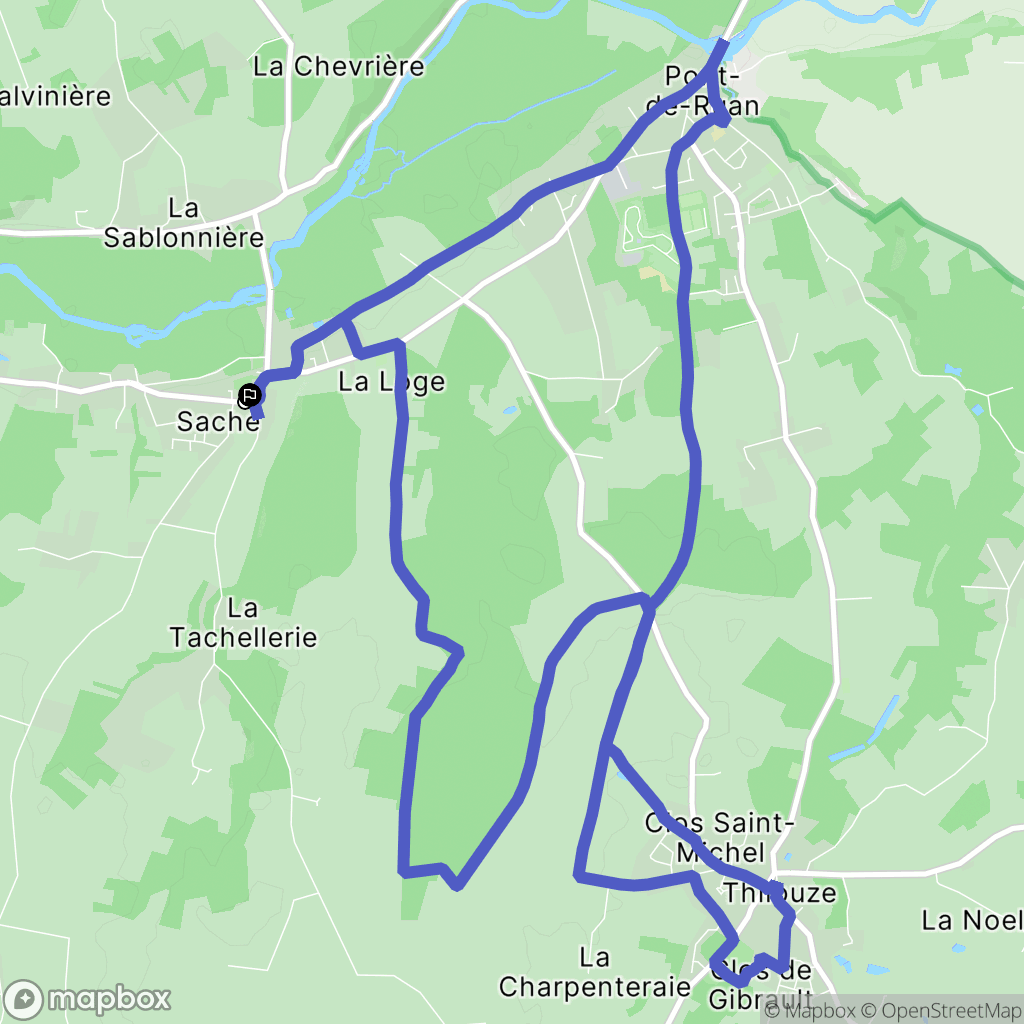Saché : carte du parcours de randonnée - France