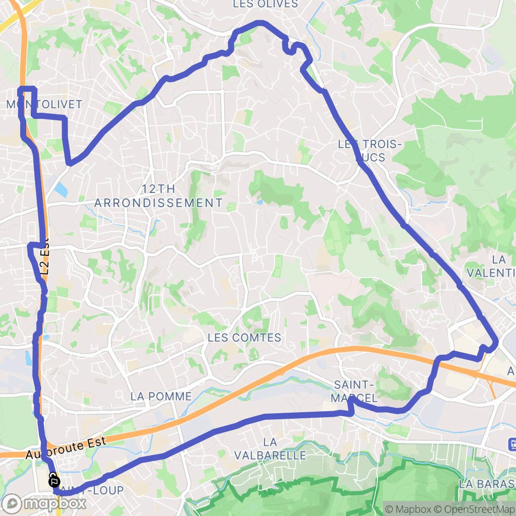 Marseille : carte du parcours de randonnée - France