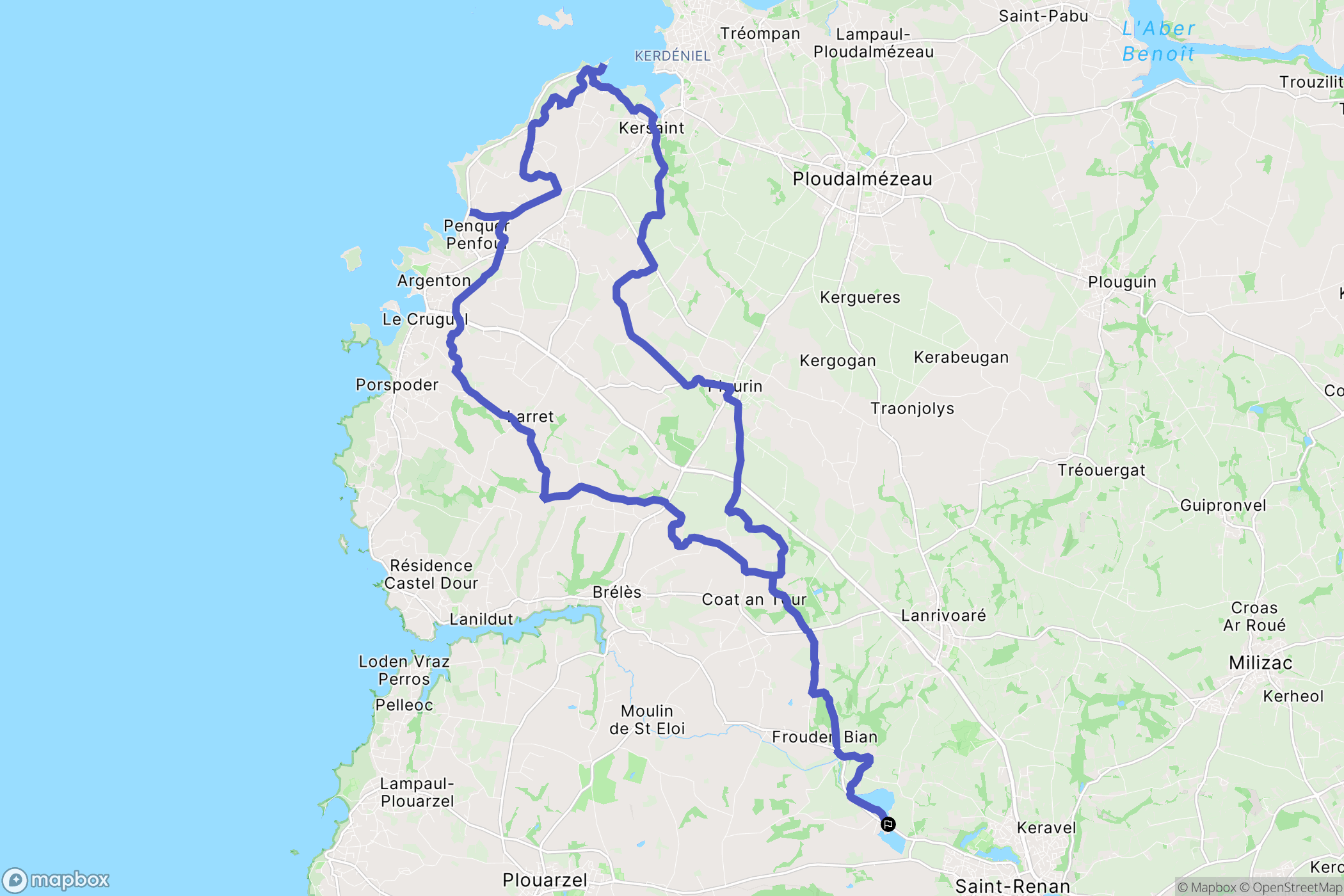 Plouarzel : carte du parcours de randonnée - France