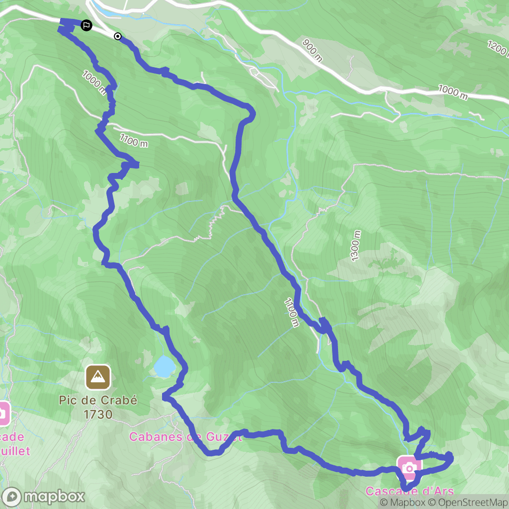 Aulus-les-Bains : carte du parcours de randonnée - France