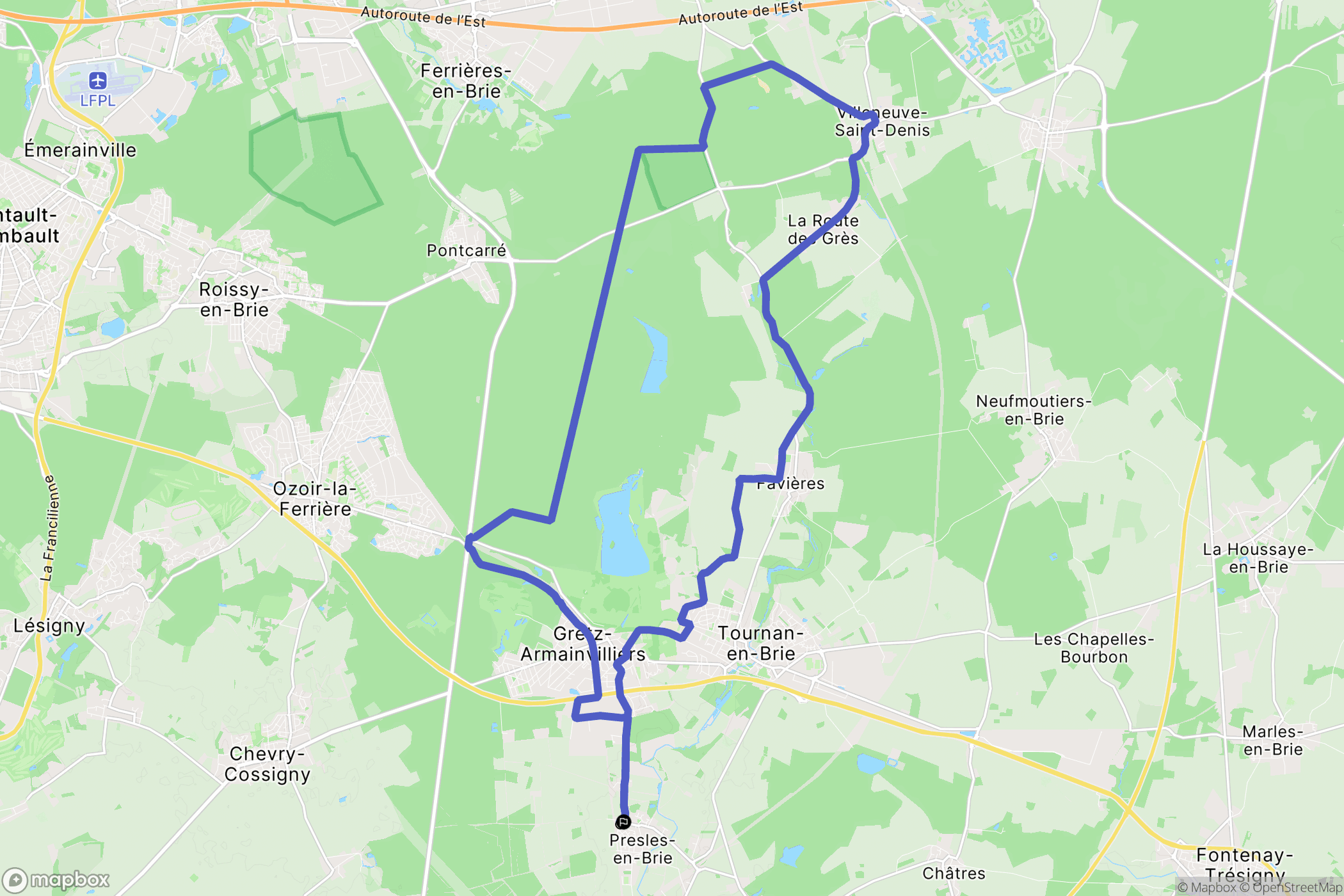 Presles-en-Brie : carte du parcours de randonnée - France