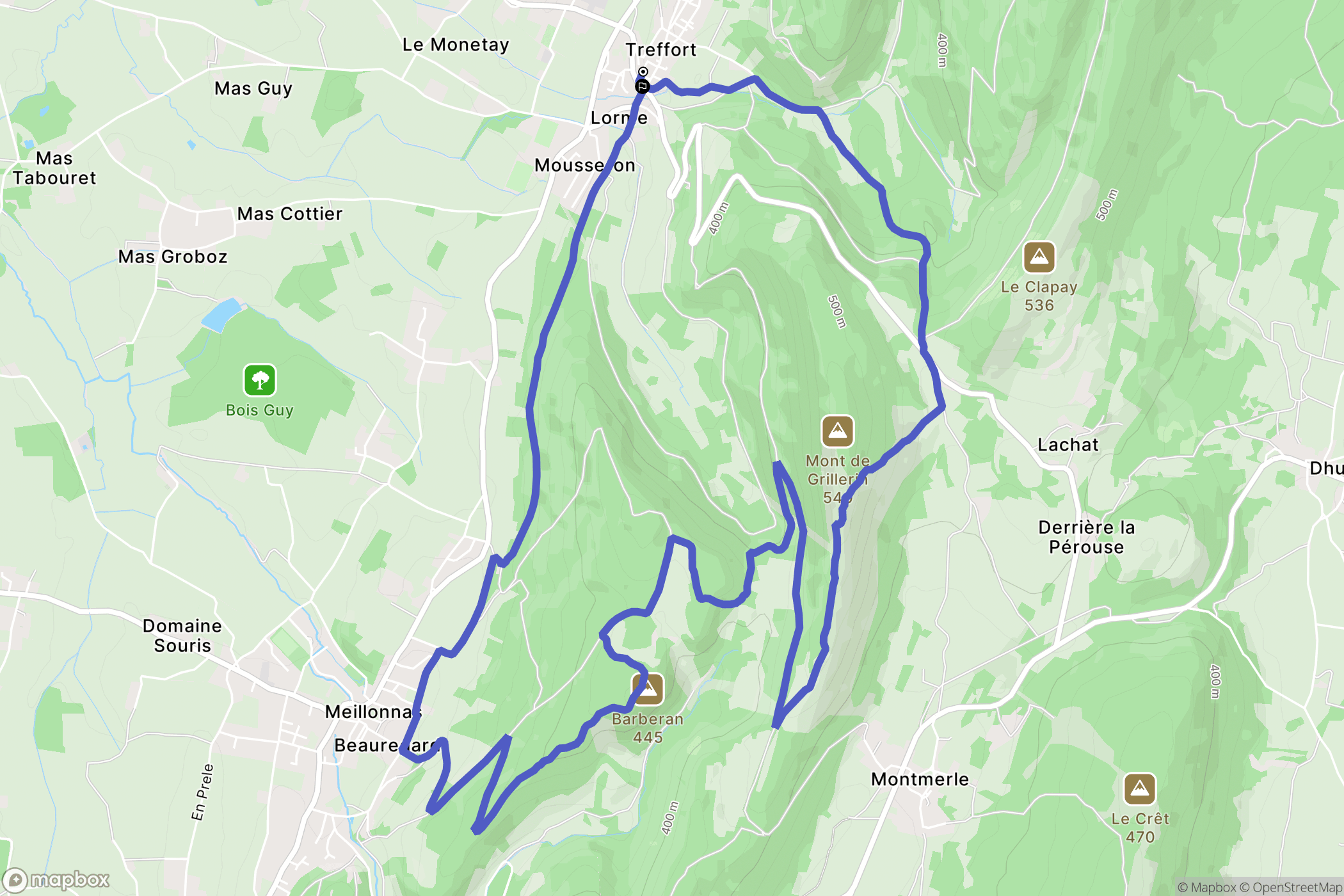 Val-Revermont : carte du parcours de randonnée - France