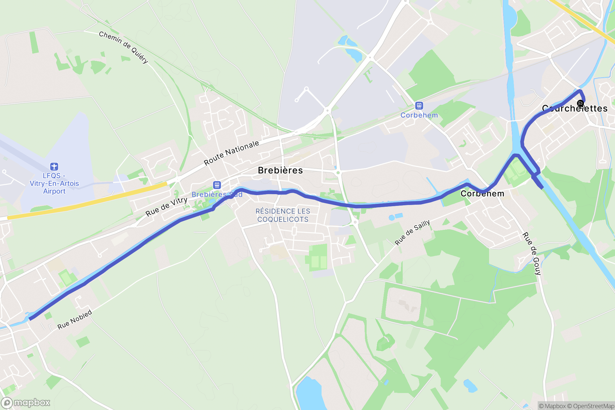 Courchelettes : carte du parcours de randonnée - France