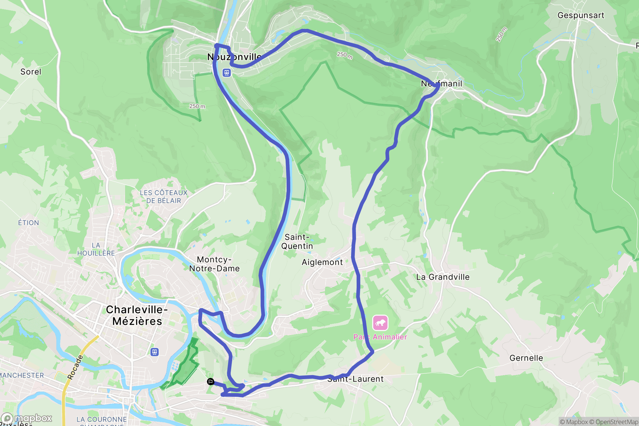 Charleville-Mézières : carte du parcours de randonnée - France