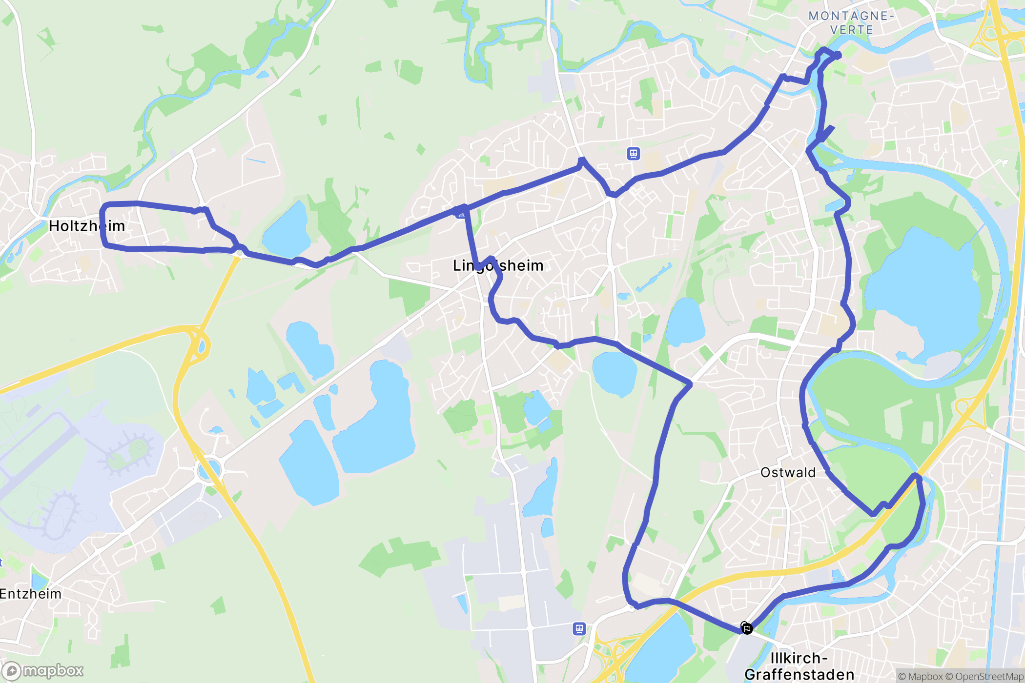 Ostwald : carte du parcours de randonnée - France