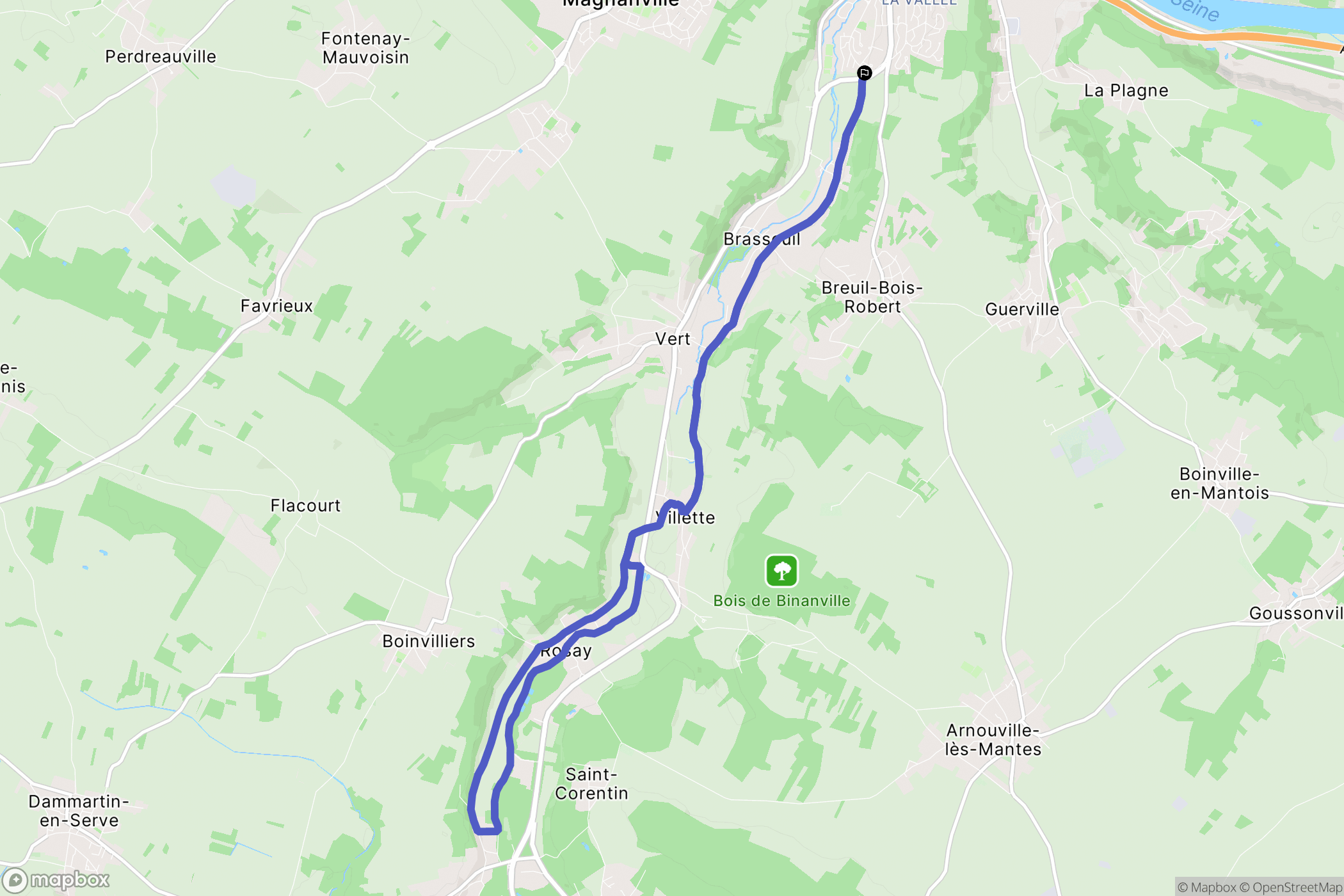 Mantes-la-Ville : carte du parcours de randonnée - France