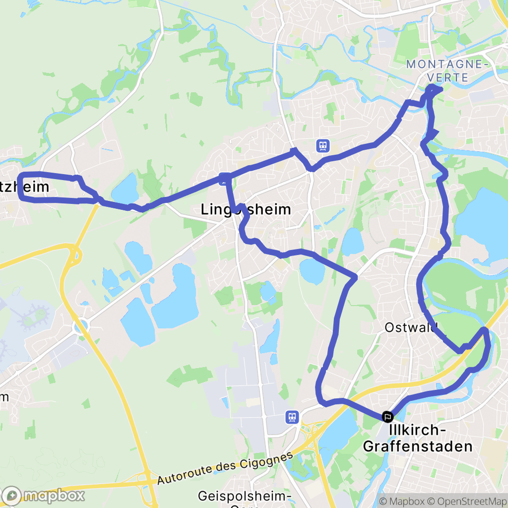 Ostwald : carte du parcours de randonnée - France