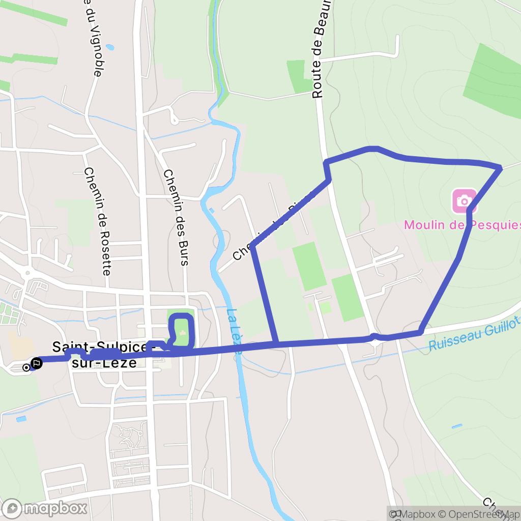 Saint-Sulpice-sur-Lèze : carte du parcours de randonnée - France