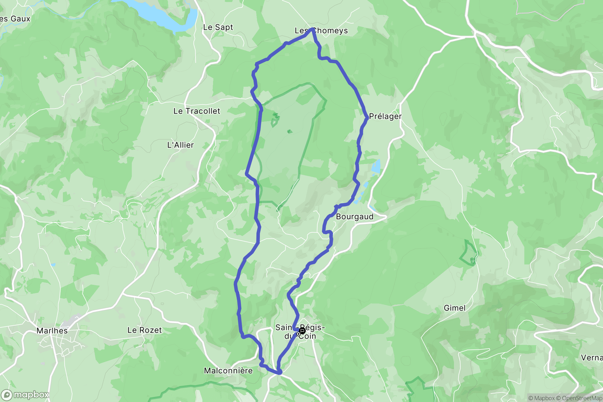 Saint-Régis-du-Coin : carte du parcours de randonnée - France
