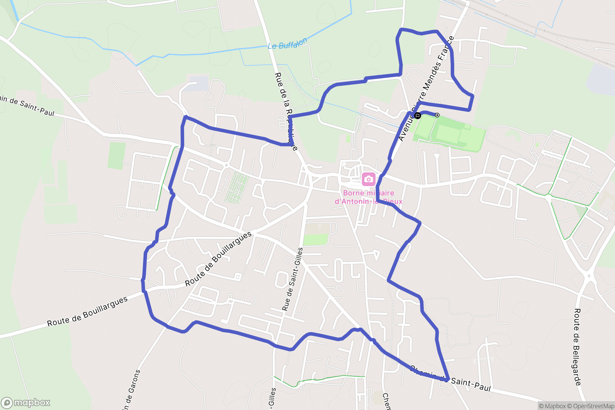Manduel : carte du parcours de randonnée - France